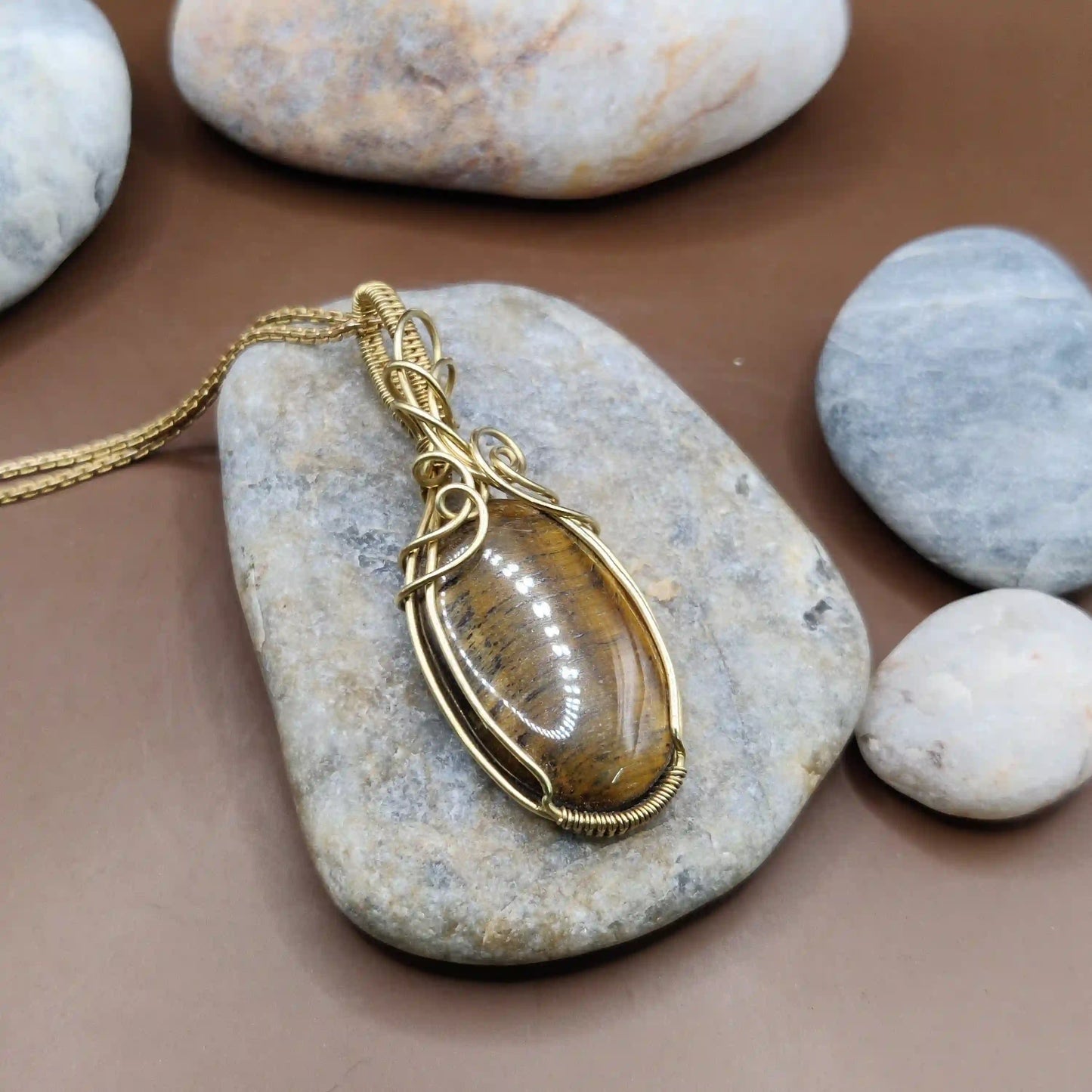 Surya - Tiger's Eye Necklace 001 SA2 By Sanguine Aura Handcrafted Jewellery