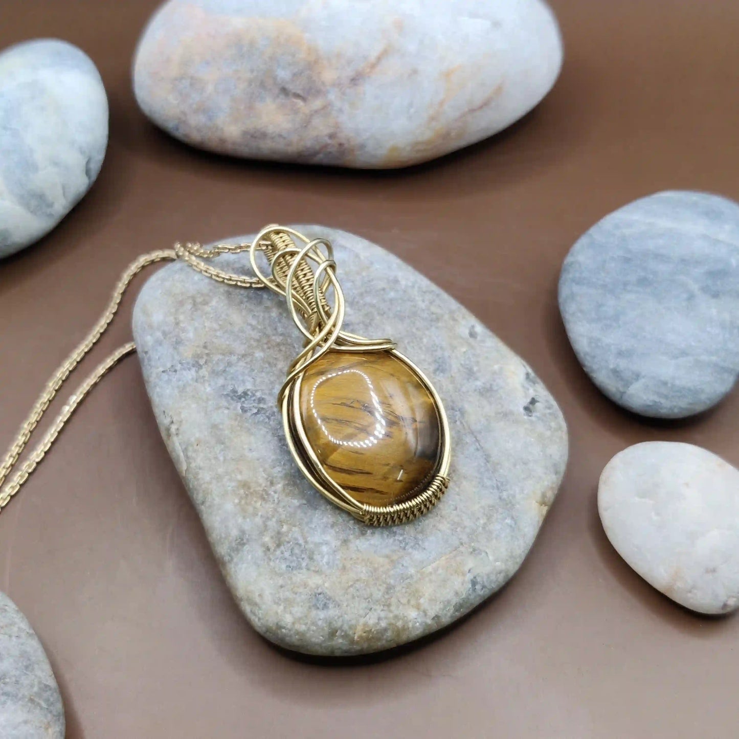 Surya - Tiger's Eye Necklace 003 SA1 By Sanguine Aura Handcrafted Jewellery