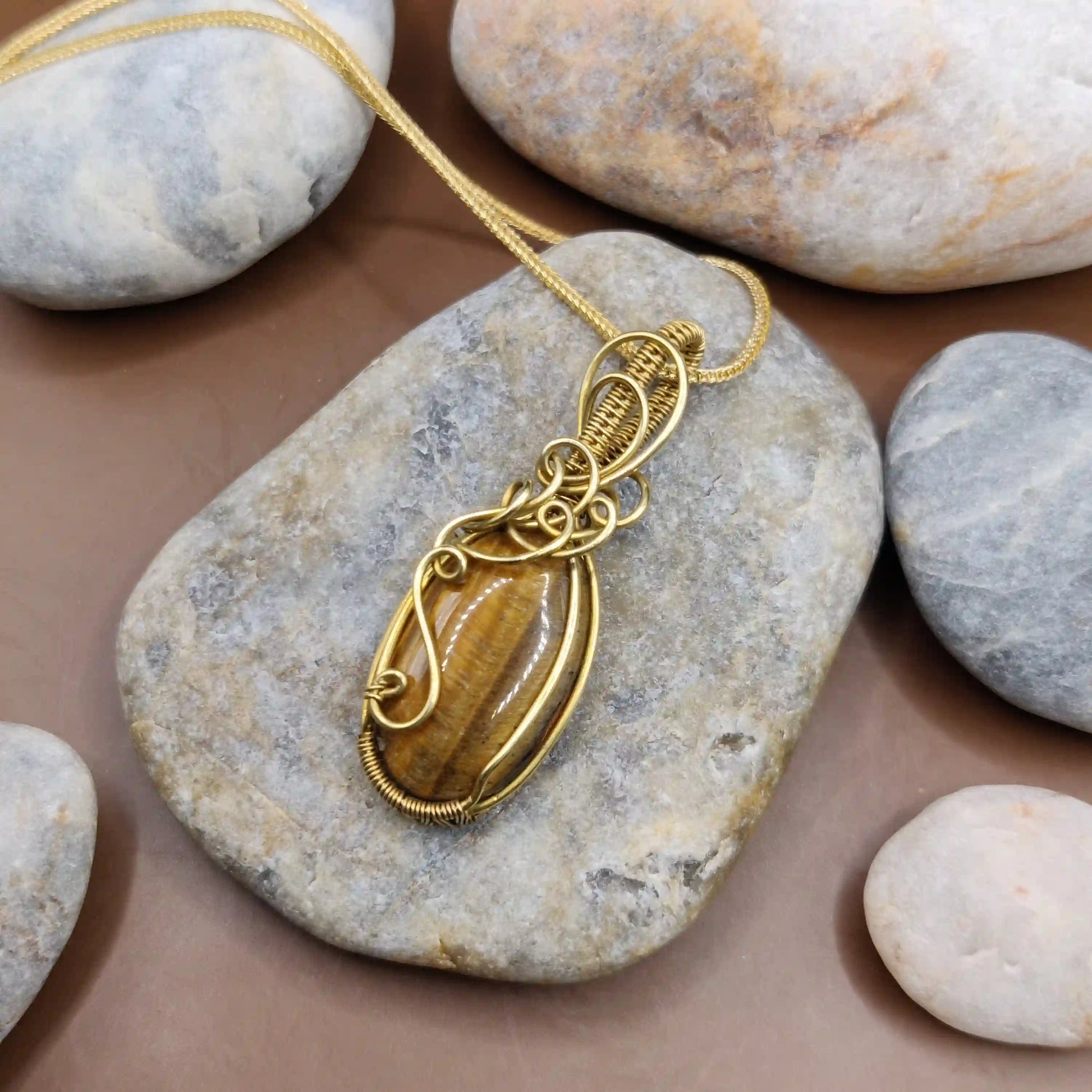 Surya - Tiger's Eye Necklace 004 SA1 By Sanguine Aura Handcrafted Jewellery