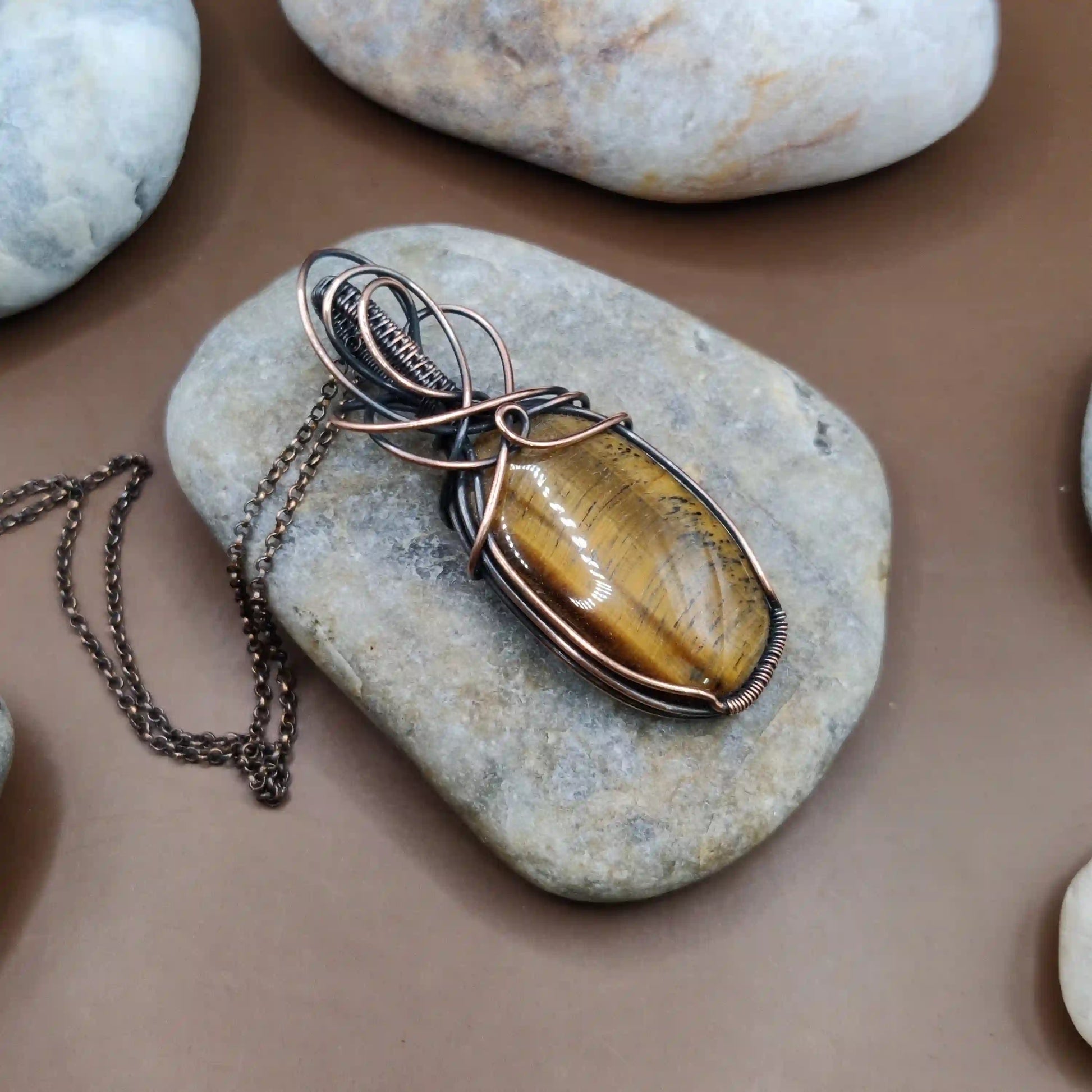 Surya - Tiger's Eye Necklace 006 SA1 By Sanguine Aura Handcrafted Jewellery