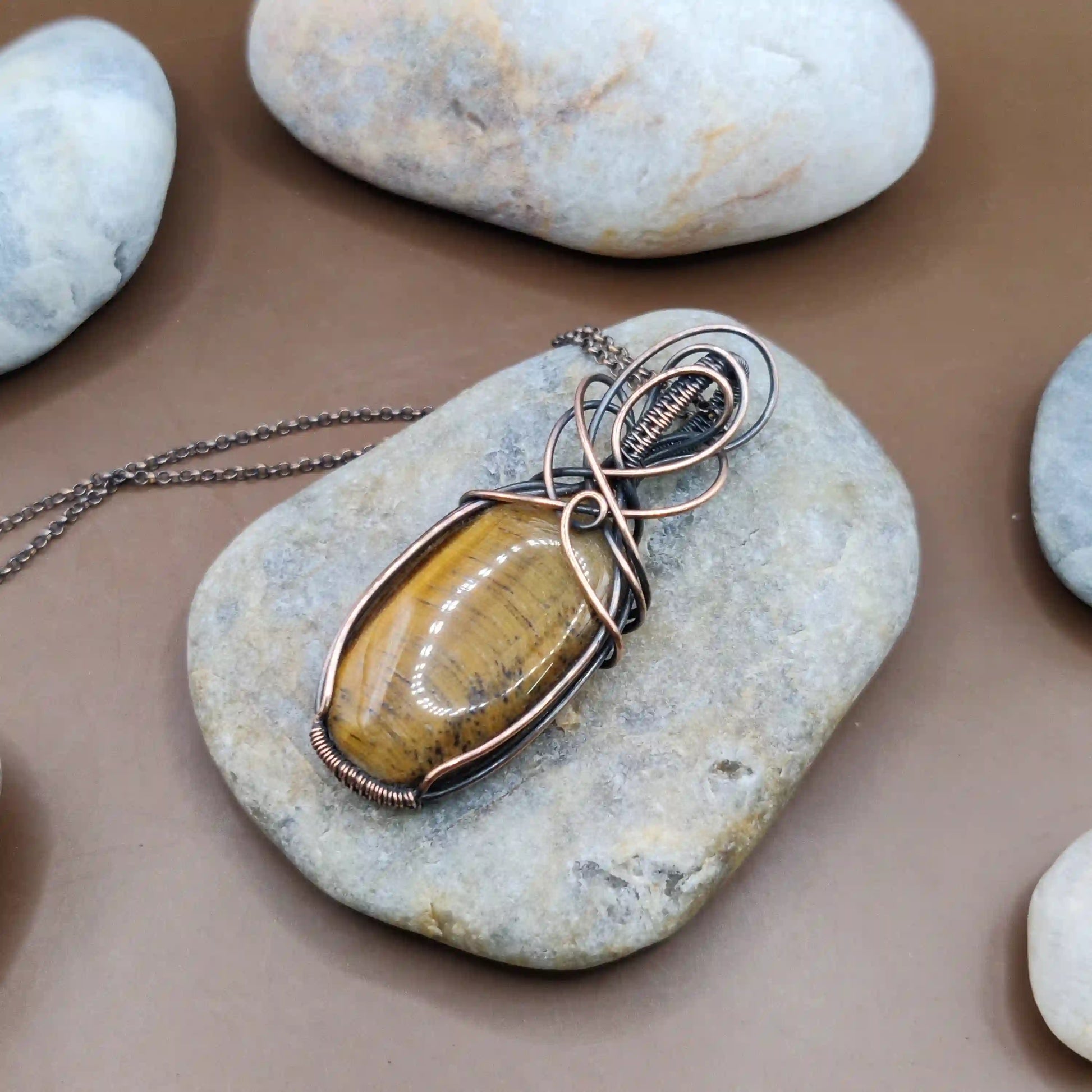 Surya - Tiger's Eye Necklace 006 SA2 By Sanguine Aura Handcrafted Jewellery