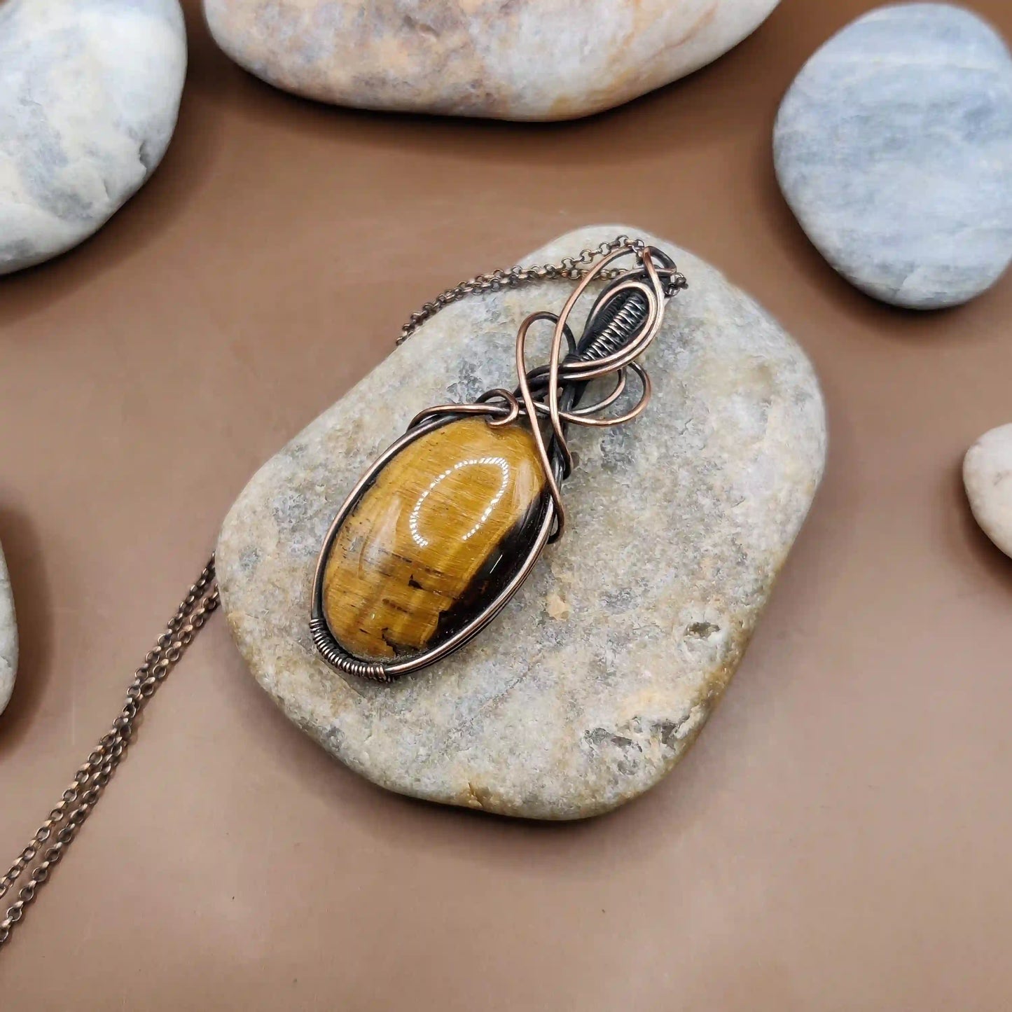 Surya - Tiger's Eye Necklace 007 SA2 By Sanguine Aura Handcrafted Jewellery