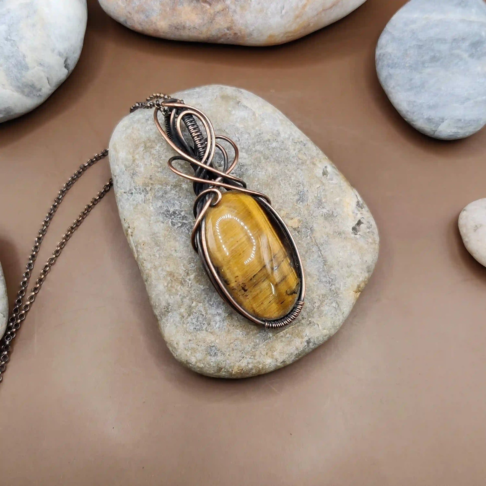 Surya - Tiger's Eye Necklace 007 SA3 By Sanguine Aura Handcrafted Jewellery