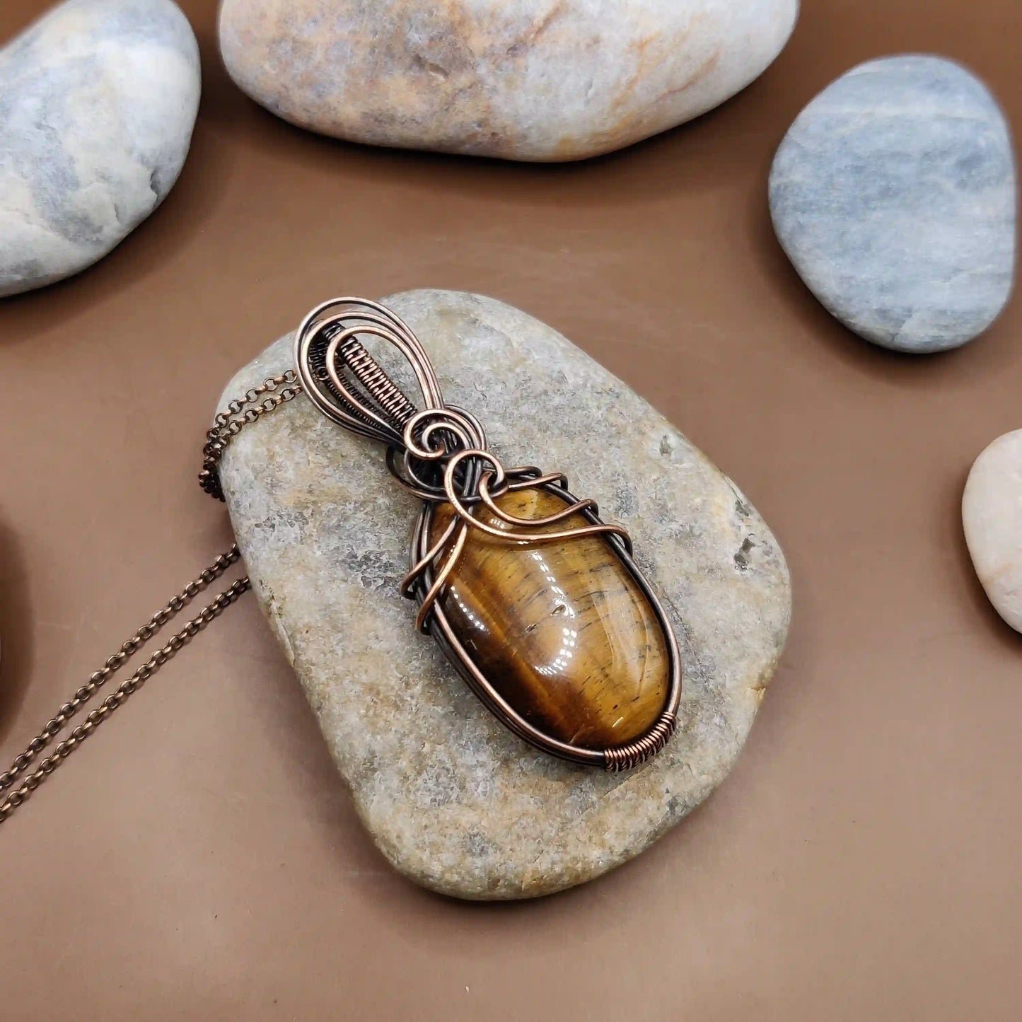 Surya - Tiger's Eye Necklace 008 SA1 By Sanguine Aura Handcrafted Jewellery