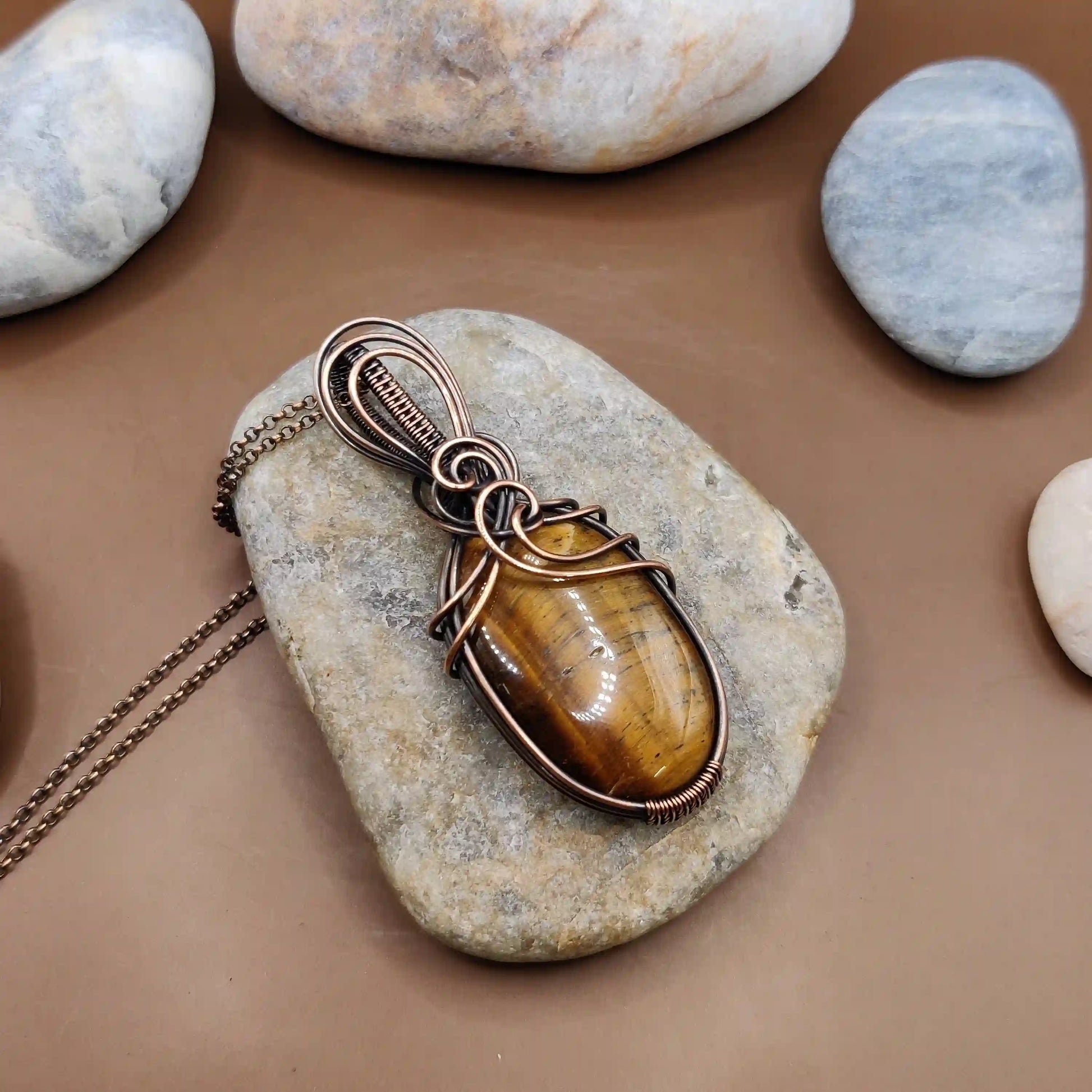 Surya - Tiger's Eye Necklace 008 SA1 By Sanguine Aura Handcrafted Jewellery