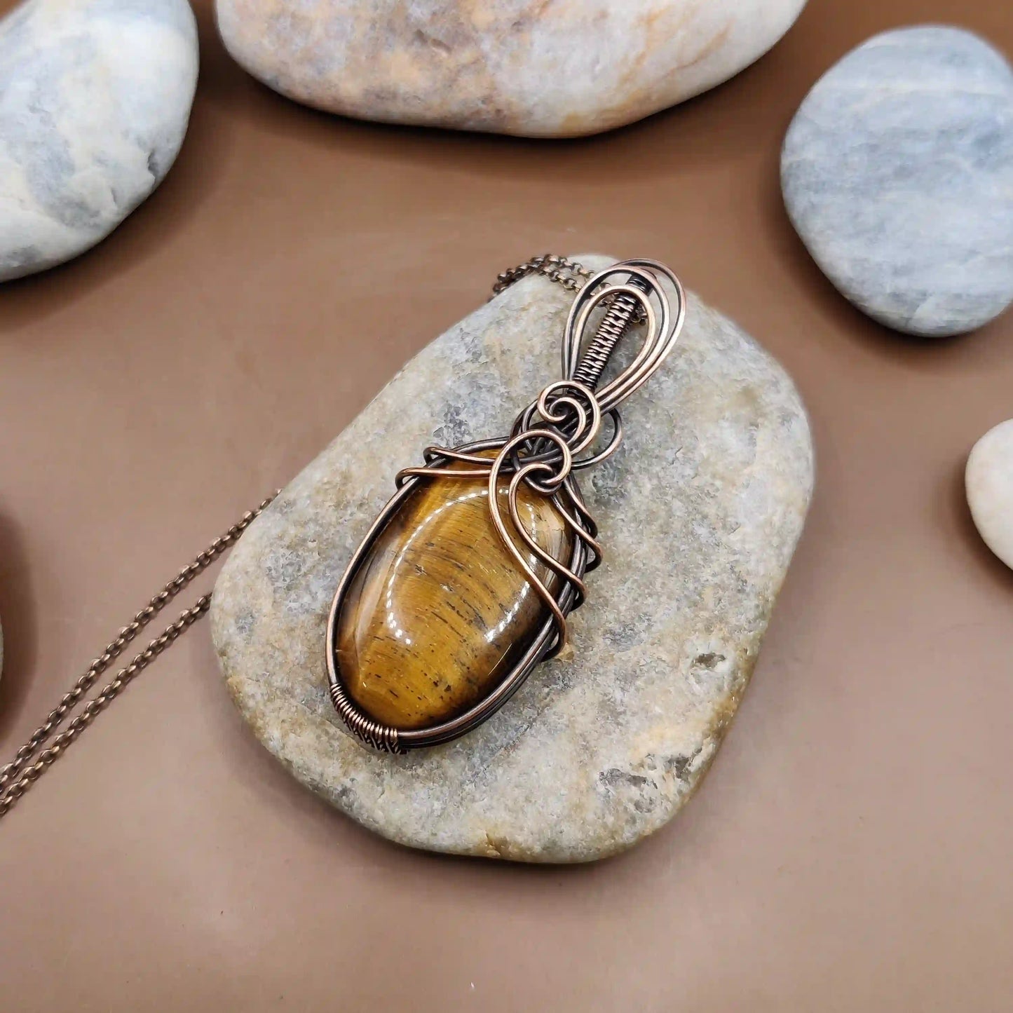 Surya - Tiger's Eye Necklace 008 SA2 By Sanguine Aura Handcrafted Jewellery