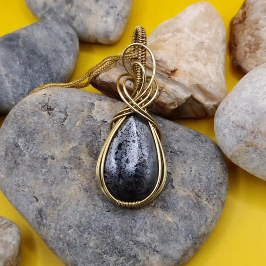 Surya Hematite Necklace In Brass By Sanguine Aura Handcrafted Jewellery