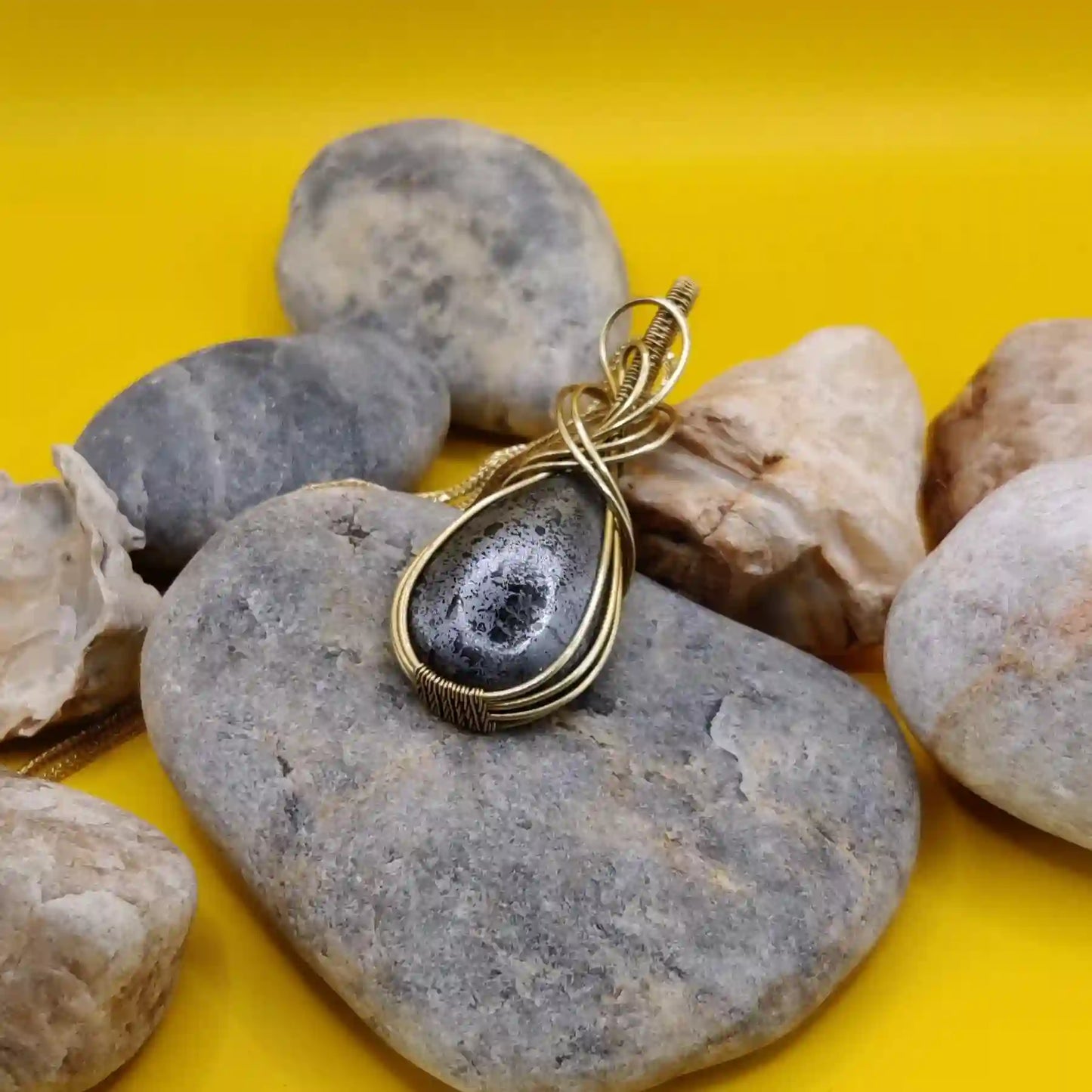 Surya Hematite Necklace In Brass SA1 By Sanguine Aura Handcrafted Jewellery