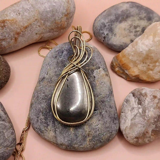 Surya Pyrite Necklace- 001 By Sanguine Aura Handcrafted Jewellery