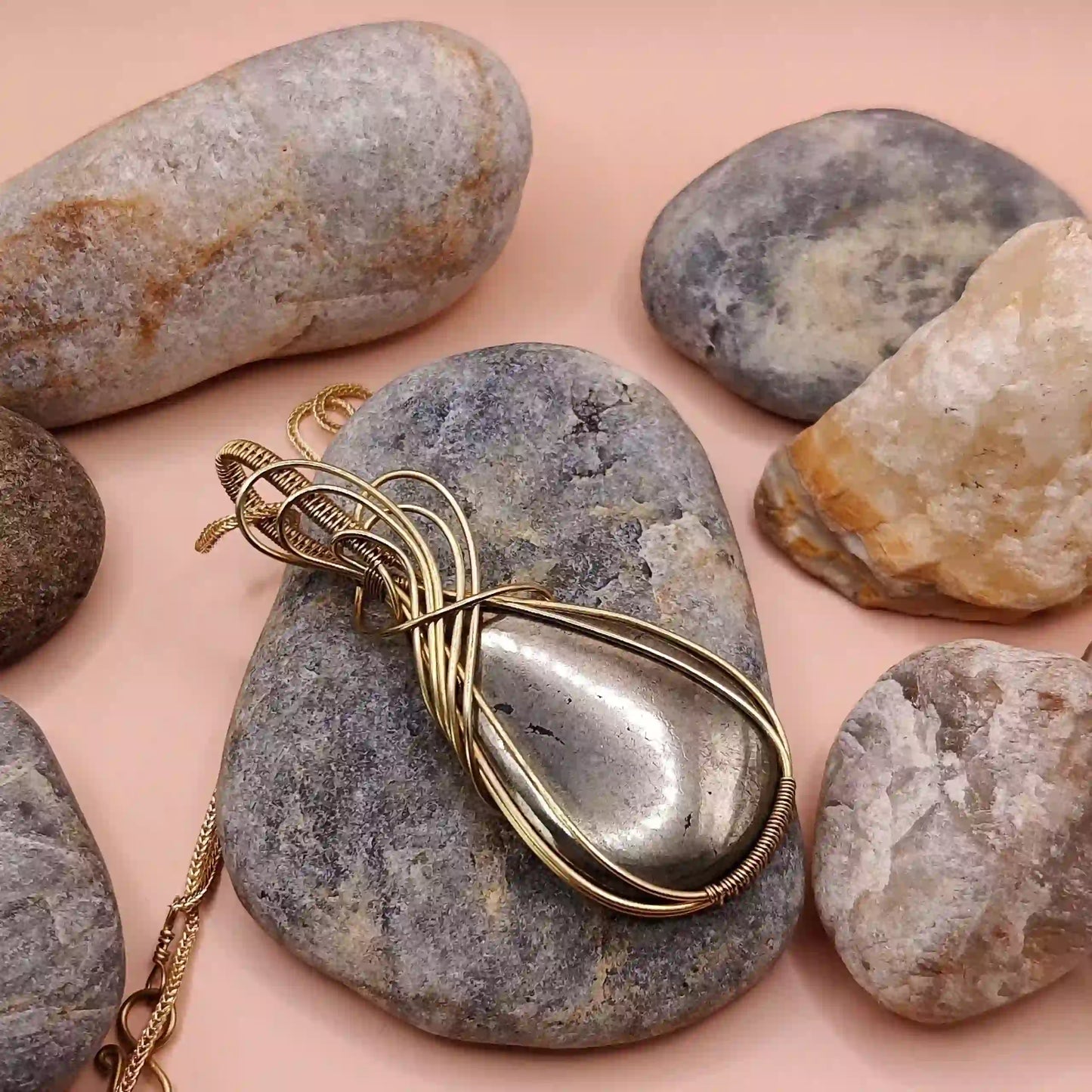 Surya Pyrite Necklace- 001 SA1 By Sanguine Aura Handcrafted Jewellery