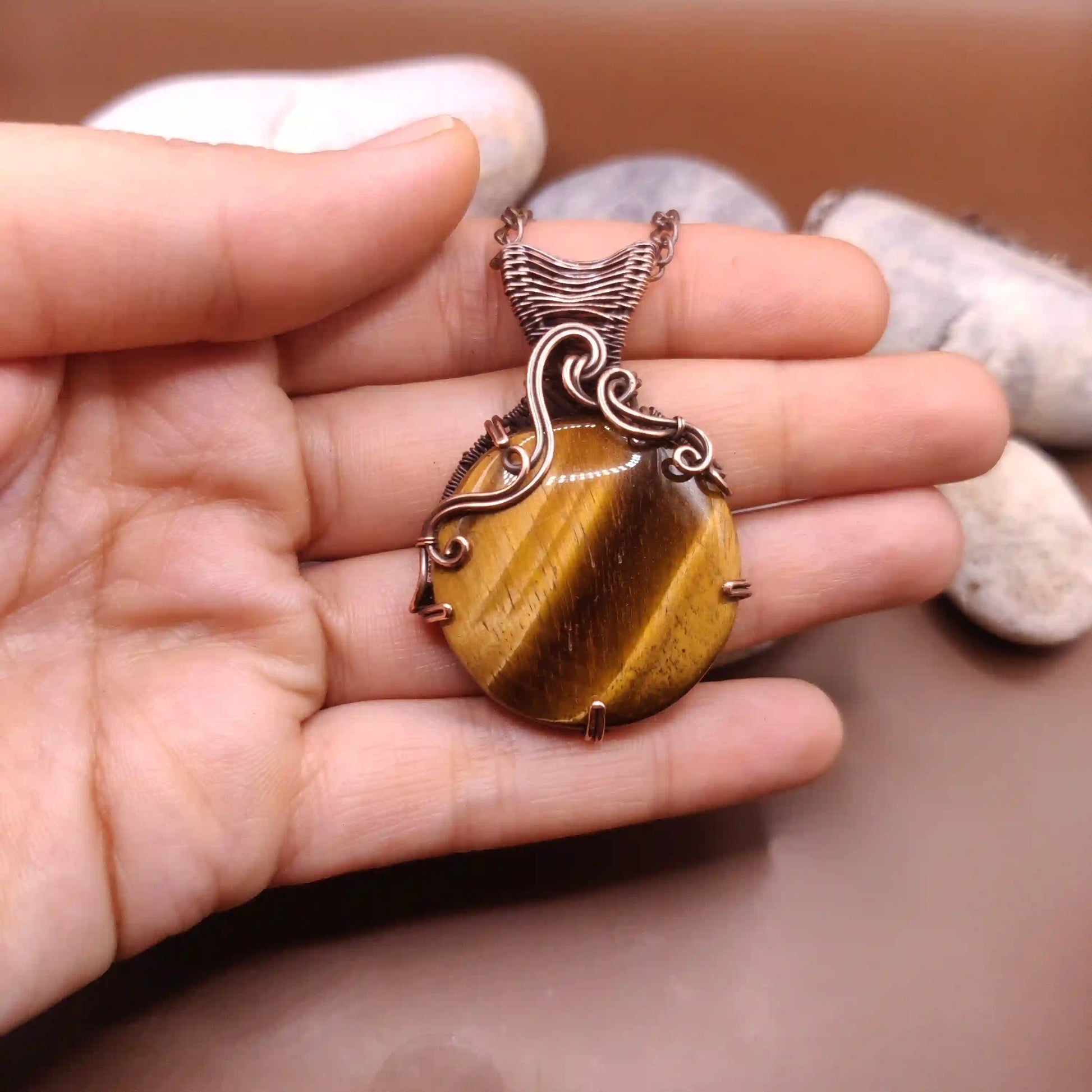 Taara - Tiger's Eye Necklace By Sanguine Aura Handcrafted Jewellery