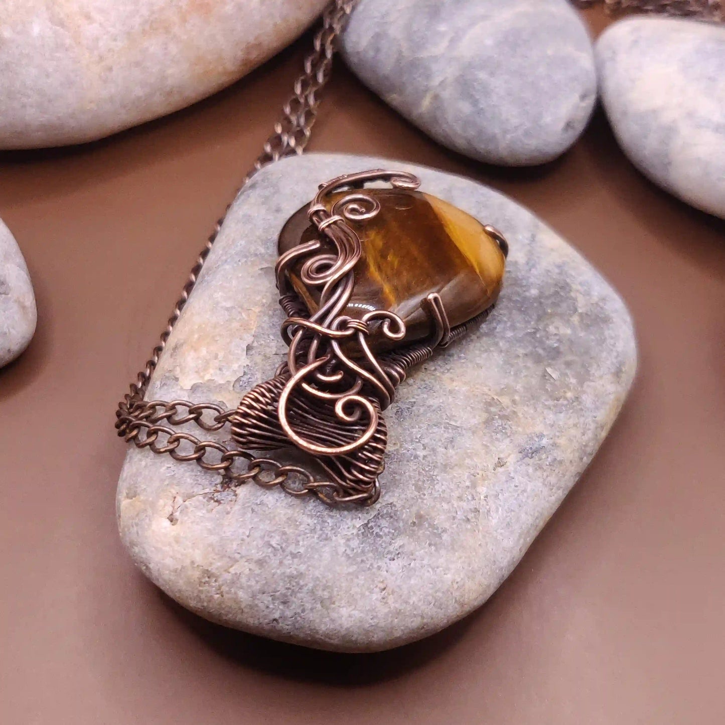Taara - Tiger's Eye Necklace 002 By Sanguine Aura Handcrafted Jewellery