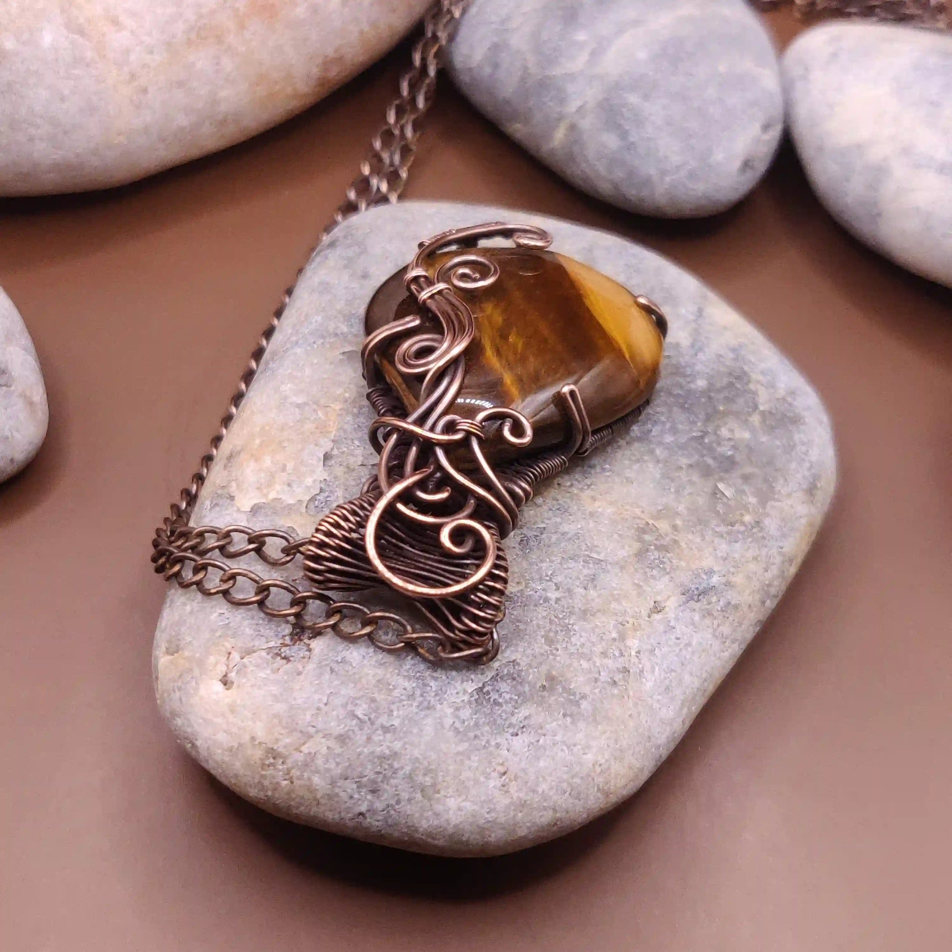 Taara - Tiger's Eye Necklace 002 By Sanguine Aura Handcrafted Jewellery