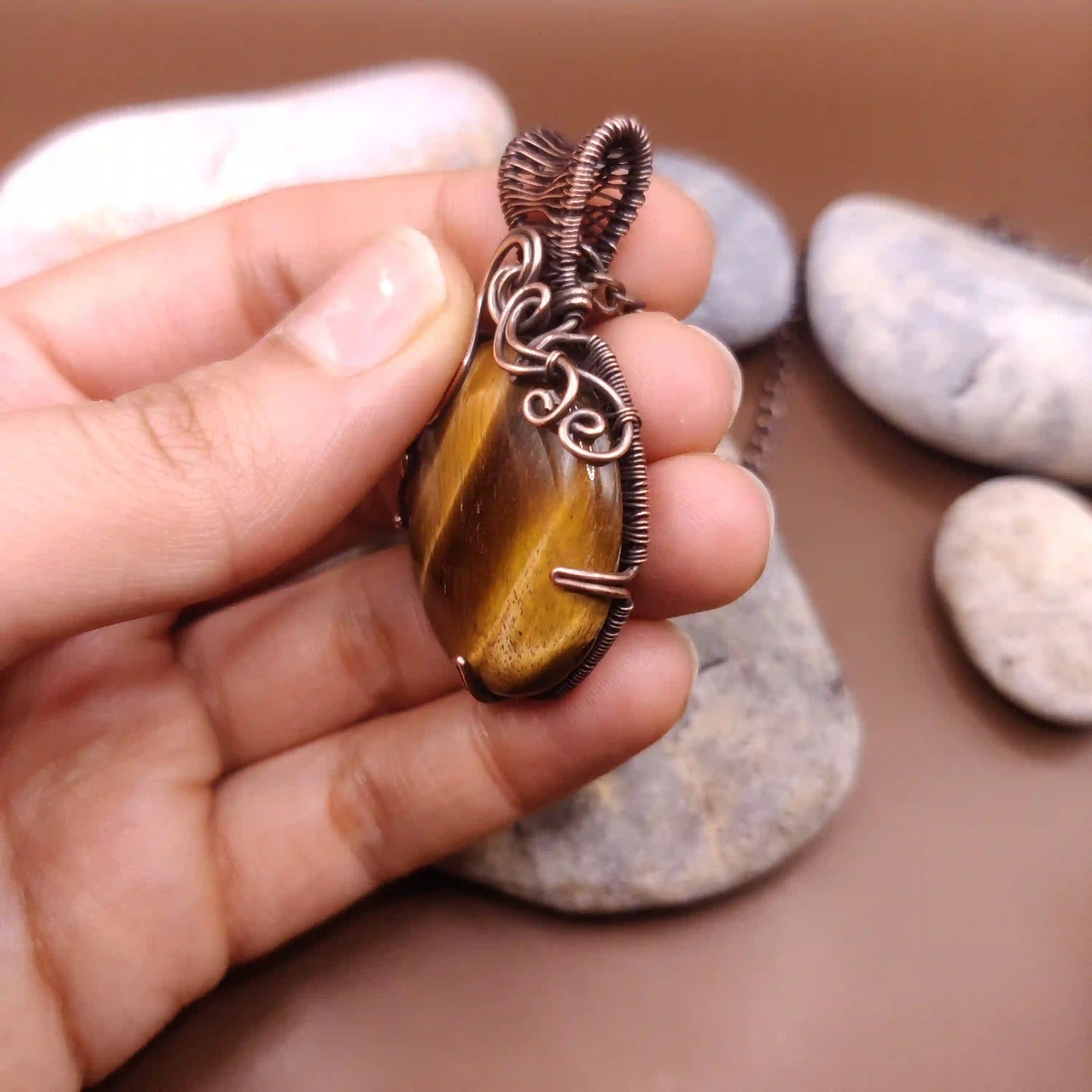 Taara - Tiger's Eye Necklace SA1 By Sanguine Aura Handcrafted Jewellery