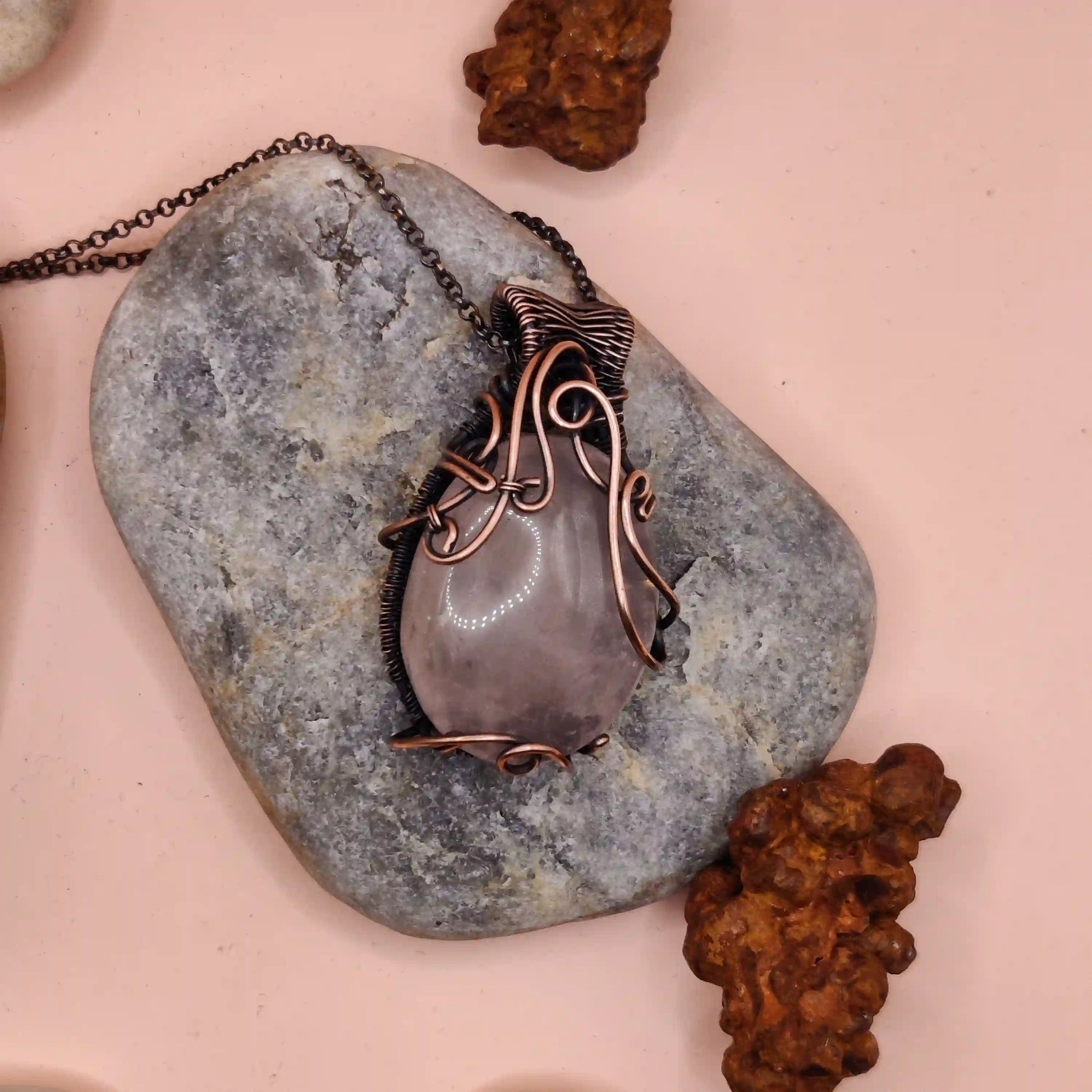 Taara Rose Quartz Necklace By Sanguine Aura Handcrafted Jewellery