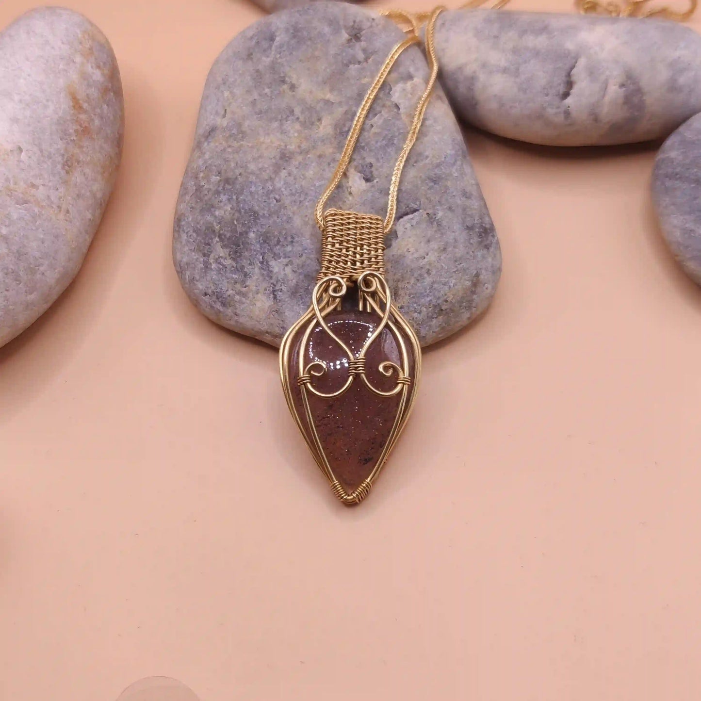 Trisha - Strawberry Quartz Necklace 002 SA1 By Sanguine Aura Handcrafted Jewellery