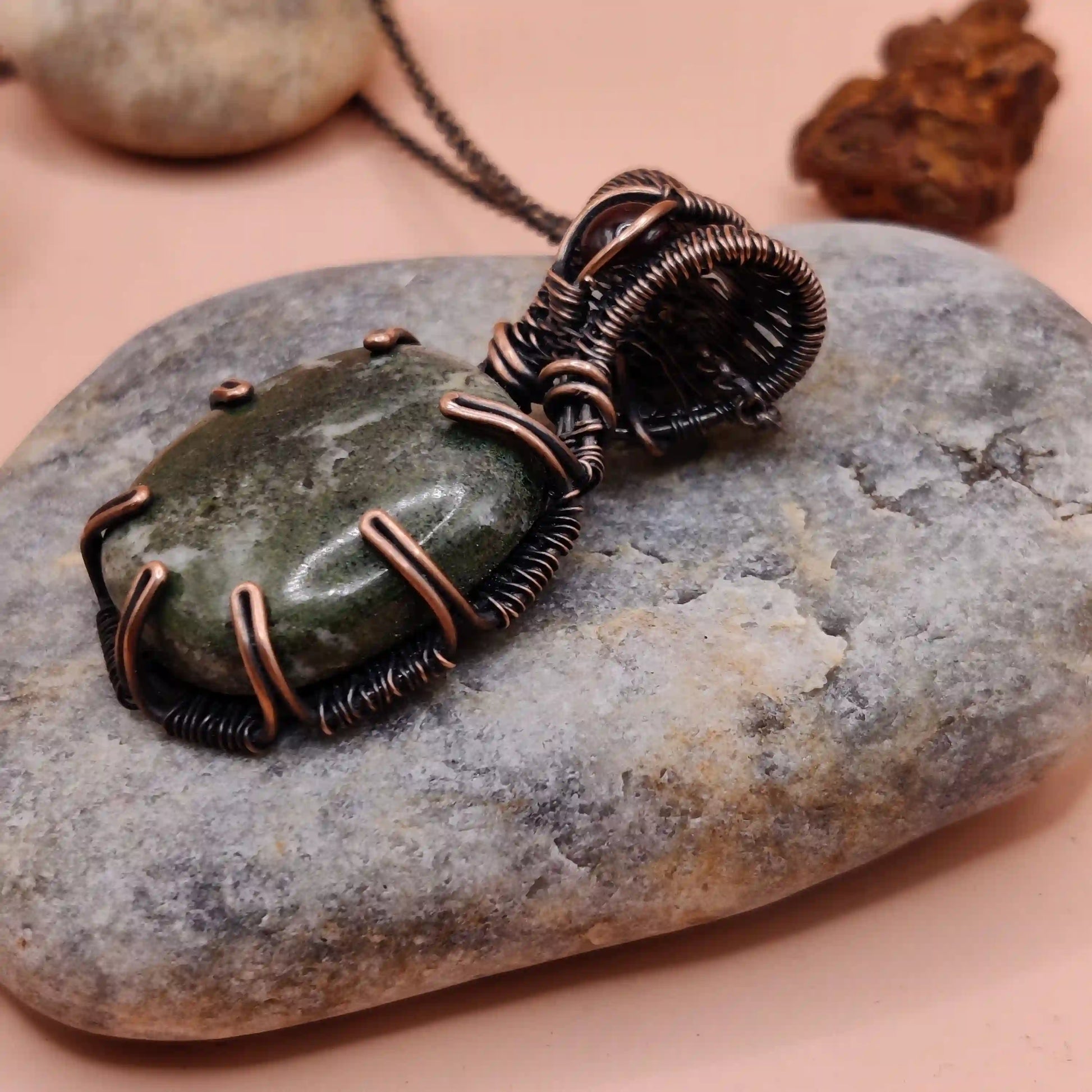 Veda - Jade and Garnet Necklace 002 SA1 By Sanguine Aura Handcrafted Jewellery