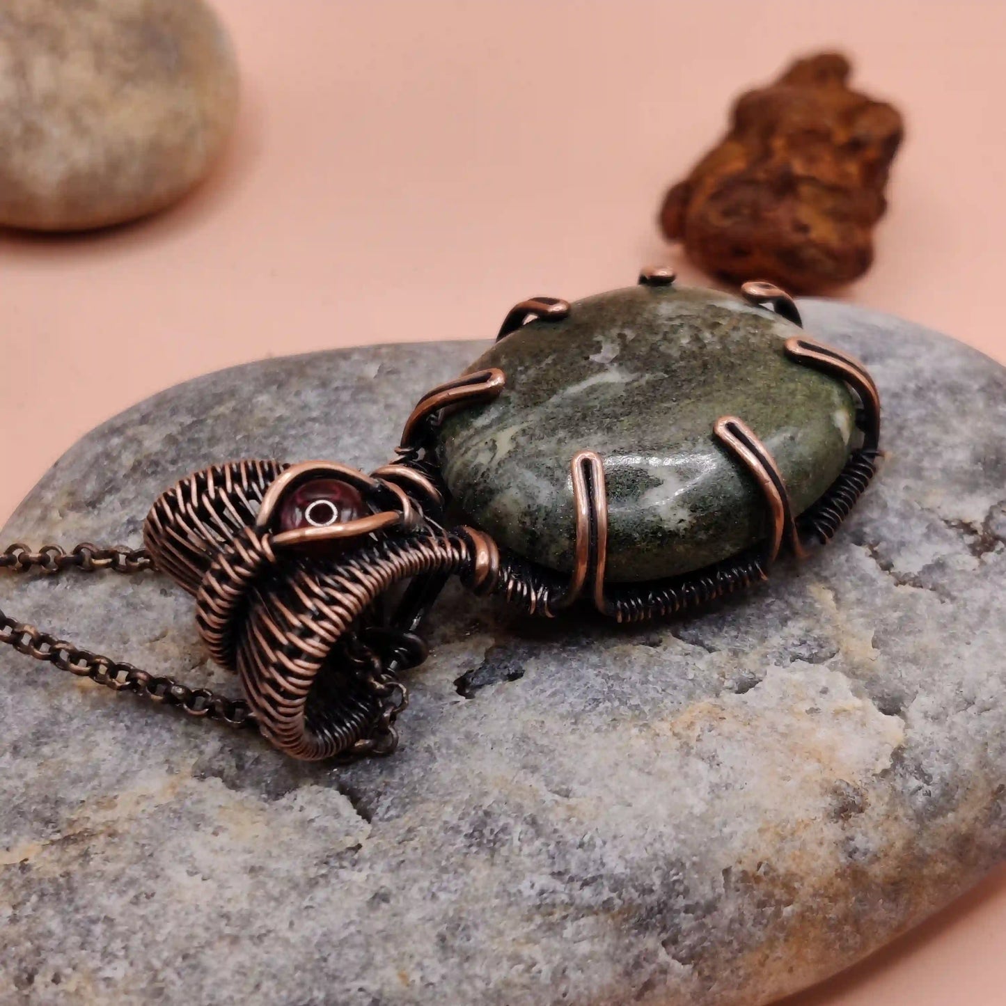Veda - Jade and Garnet Necklace 002 SA2 By Sanguine Aura Handcrafted Jewellery