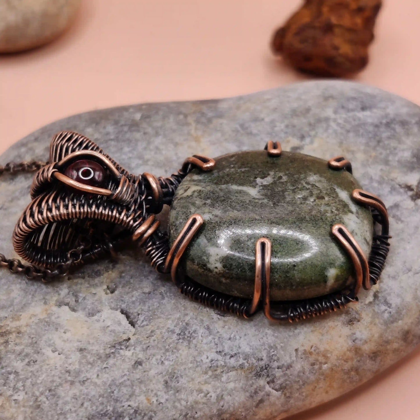 Veda - Jade and Garnet Necklace 002 SA3 By Sanguine Aura Handcrafted Jewellery