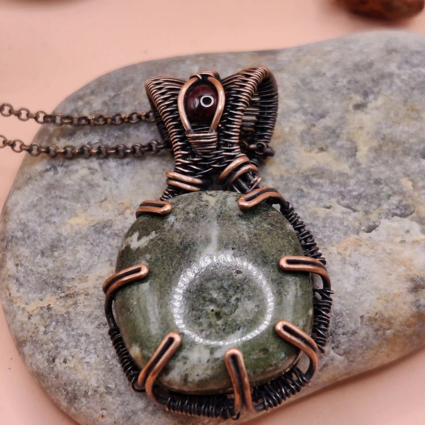 Veda - Jade and Garnet Necklace 002 SA4 By Sanguine Aura Handcrafted Jewellery
