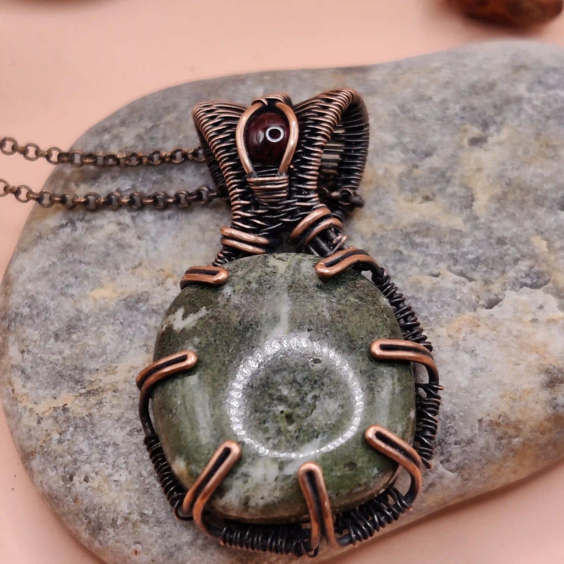 Veda - Jade and Garnet Necklace 002 SA4 By Sanguine Aura Handcrafted Jewellery