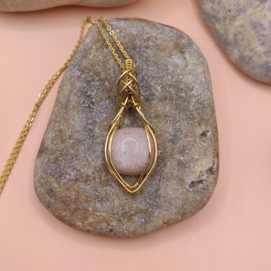 Viti - Peach Moonstone Necklace By Sanguine Aura Handcrafted Jewellery.  Healing Benefits Of Peach Moonstone - Calming energy, ignites joy.