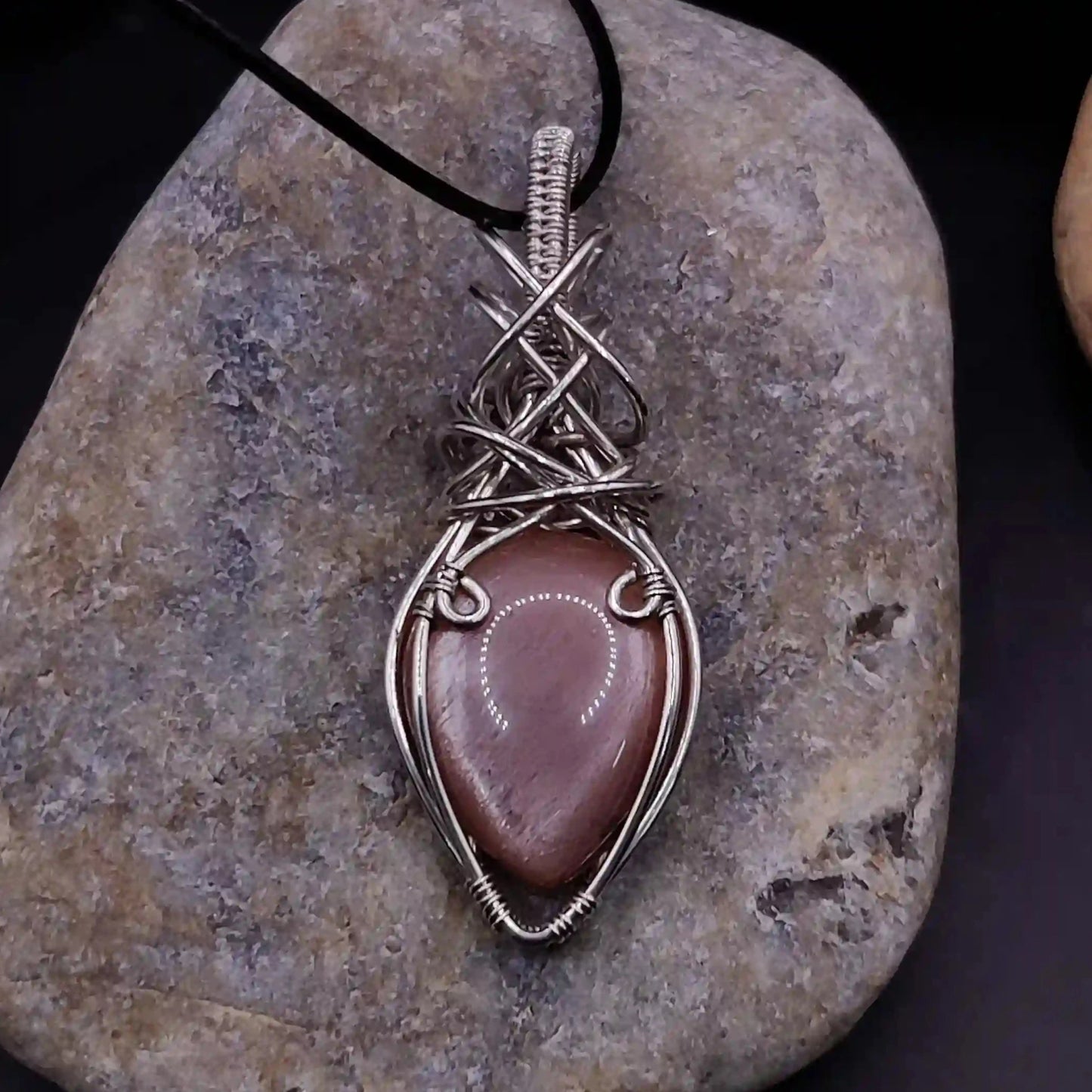 Viti - Peach Moonstone Necklace SA2 By Sanguine Aura Handcrafted Jewellery.