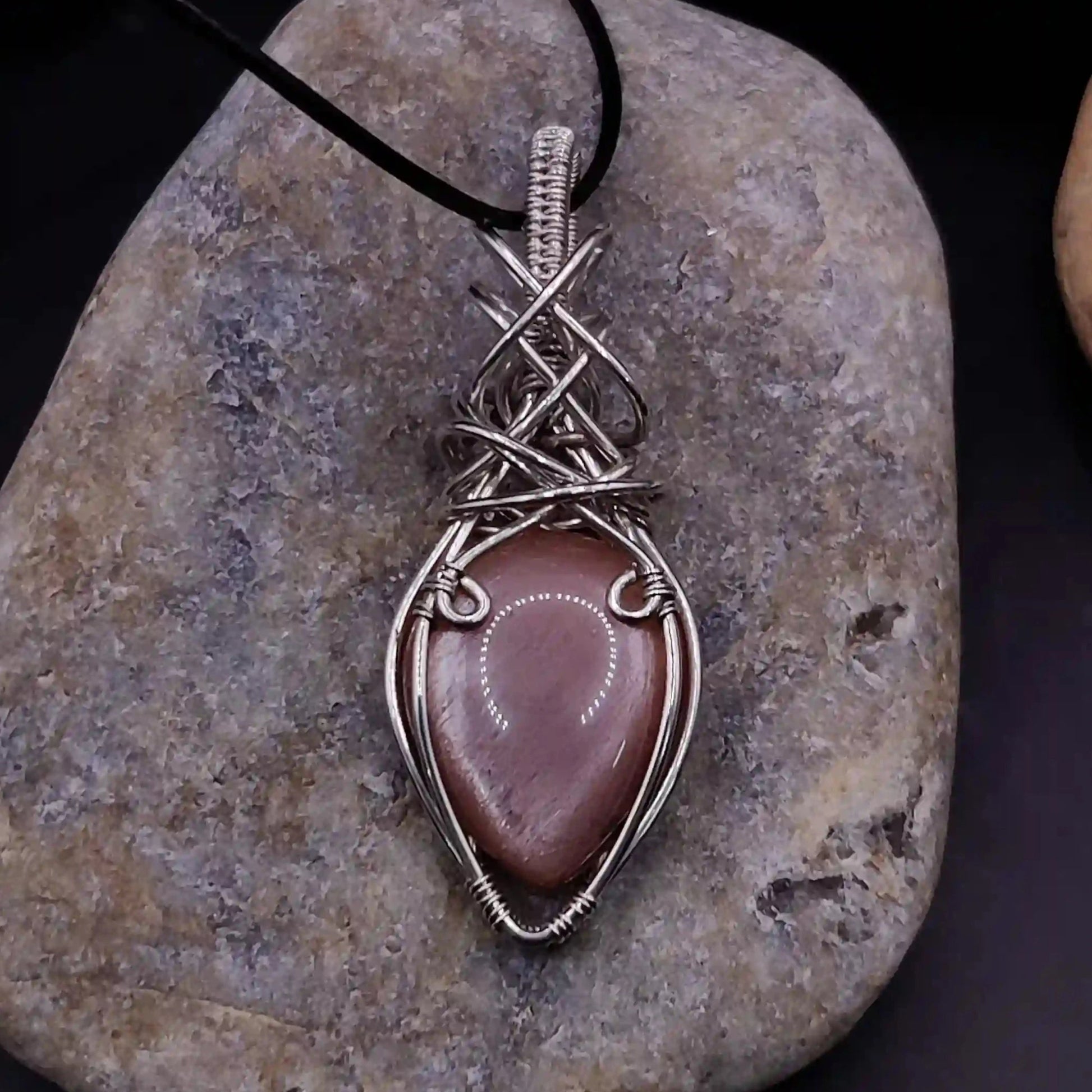 Viti - Peach Moonstone Necklace SA2 By Sanguine Aura Handcrafted Jewellery.