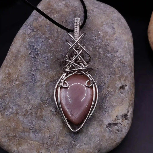 Viti - Peach Moonstone Necklace SA2 By Sanguine Aura Handcrafted Jewellery.