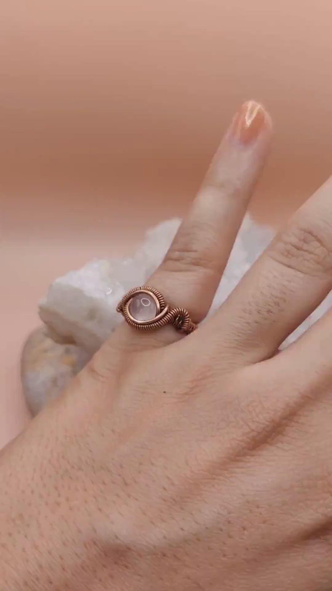 Madhur Rose Quartz Ring By Sanguine Aura Handcrafted Jewellery