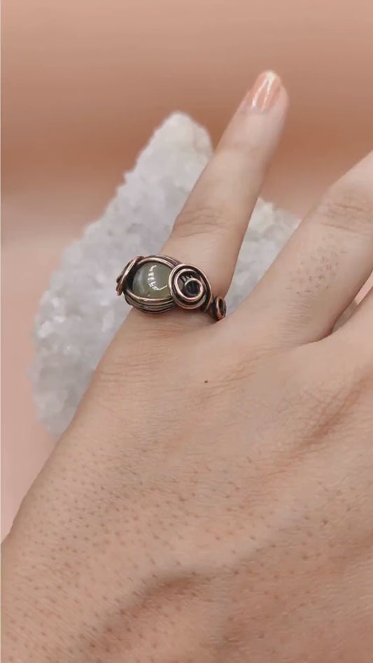 Pankti - Prehnite Ring By Sanguine Aura Handcrafted Jewellery