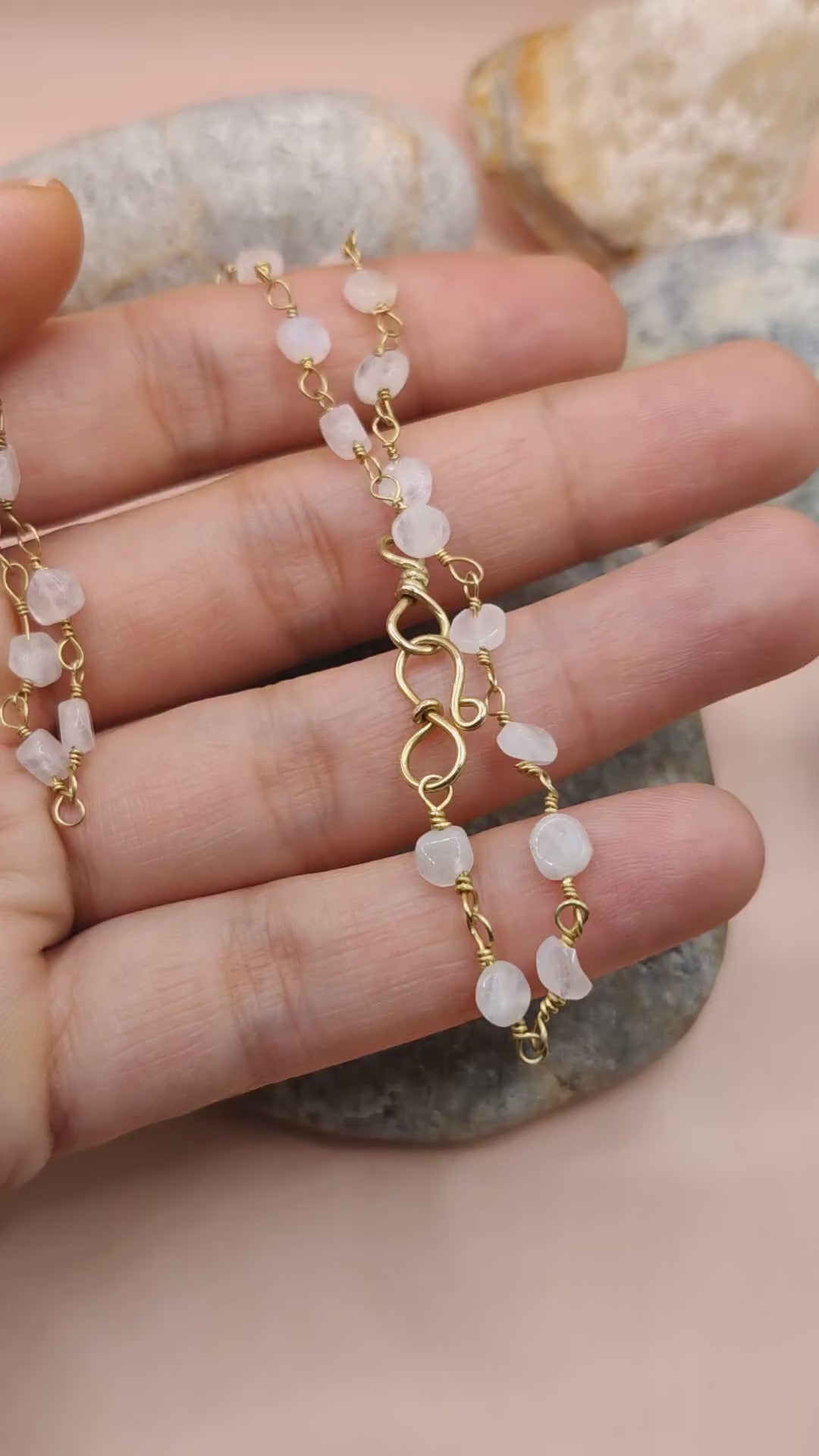 Kiran - Rainbow Moonstone Chain By Sanguine Aura Handcrafted Jewellery