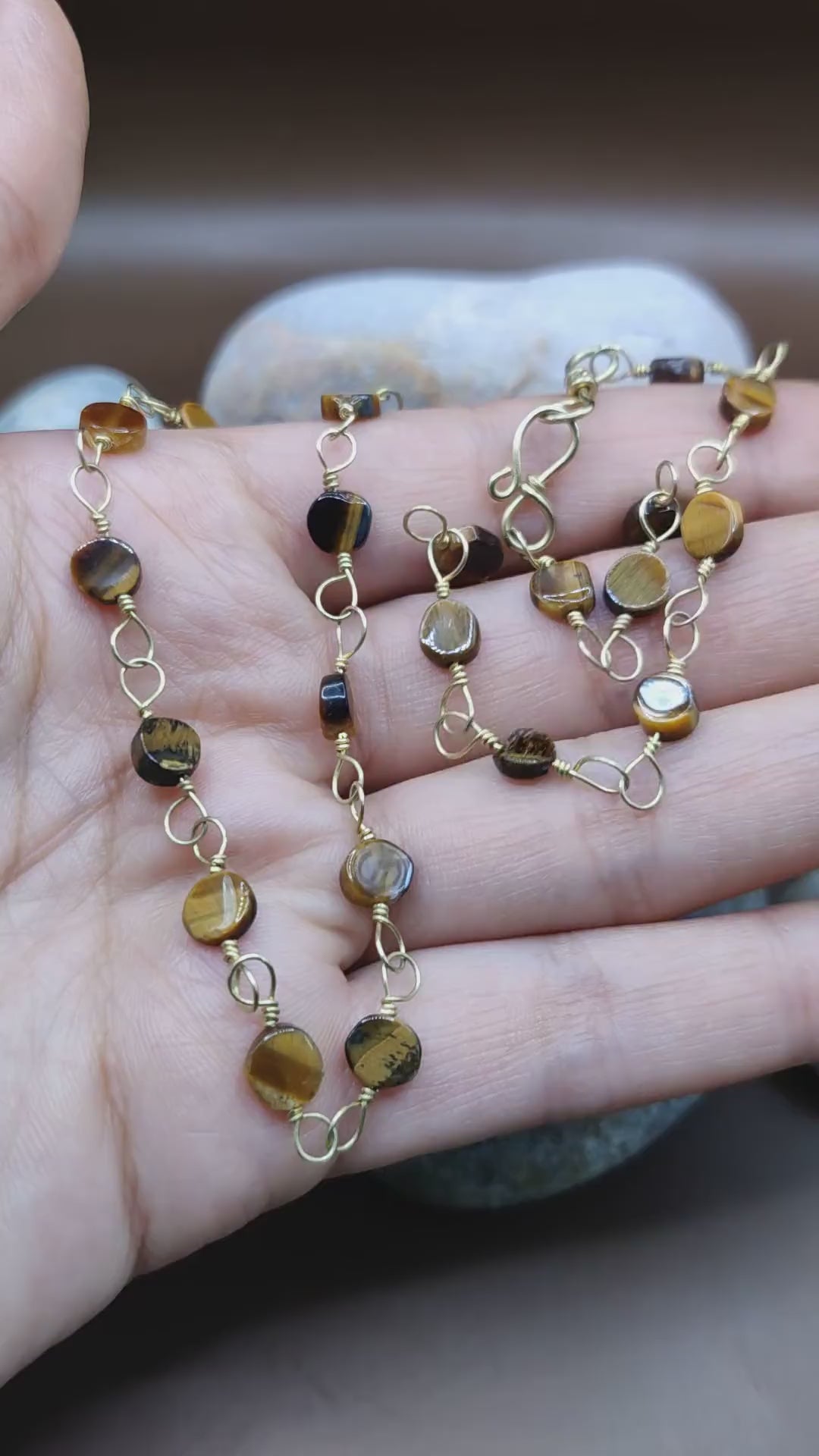 Kiran - Tiger's Eye Chain By Sanguine Aura Handcrafted Jewellery