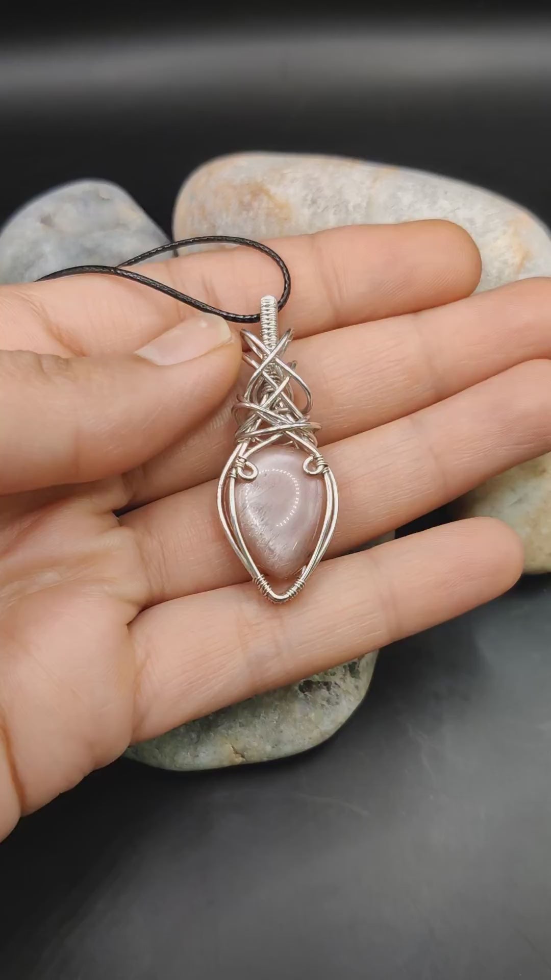 Viti - Peach Moonstone Necklace SA1 By Sanguine Aura Handcrafted Jewellery