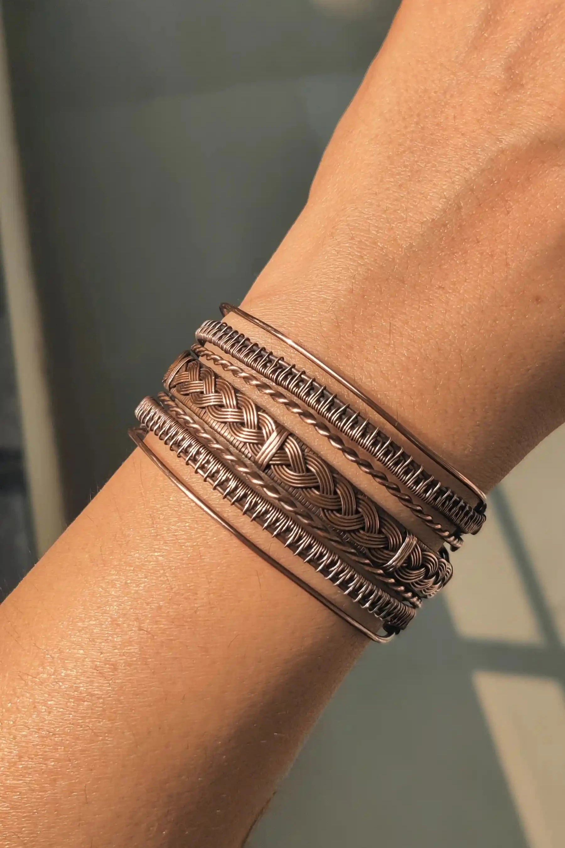 srestha, pure oxidized copper multilayered kadha handmade with anti-ageing benefits of copper by sanguine aura handcrafted jewellery, pune