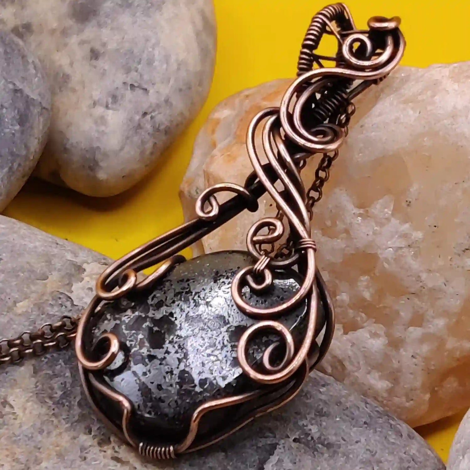 Aadhini Hematite Necklace In Copper 002 Designed By Sanguine Aura Handcrafted Jewellery