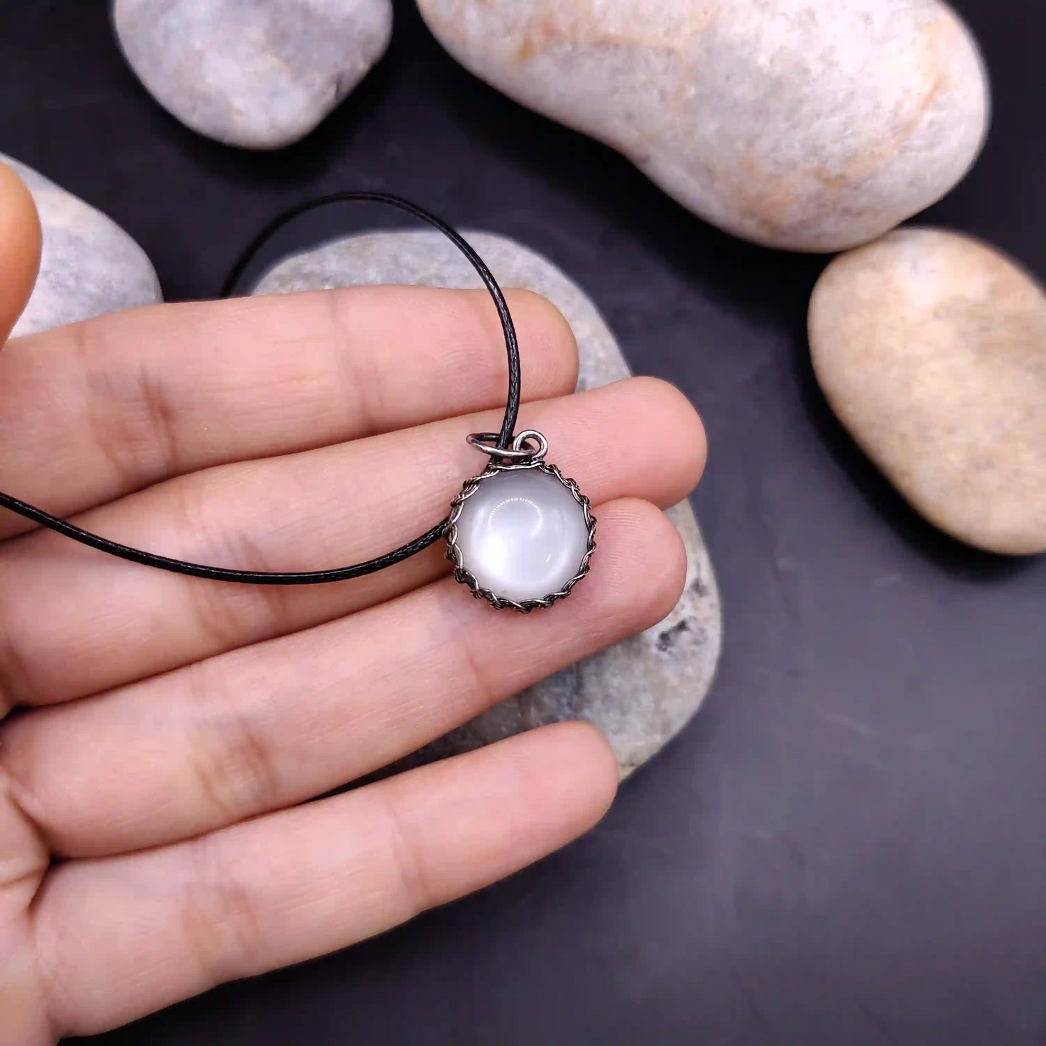 Anala - White Moonstone Necklace 001  Designed By Sanguine Aura Handcrafted Jewellery