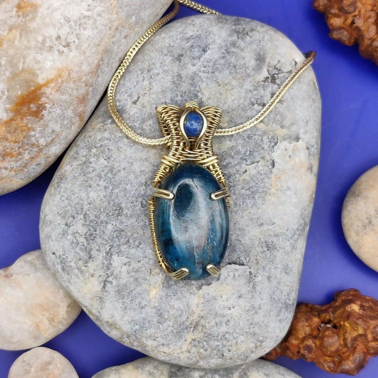 Daiva - Apatite and Lapis Lazuli Necklace Designed By Sanguine Aura Handcrafted Jewellery