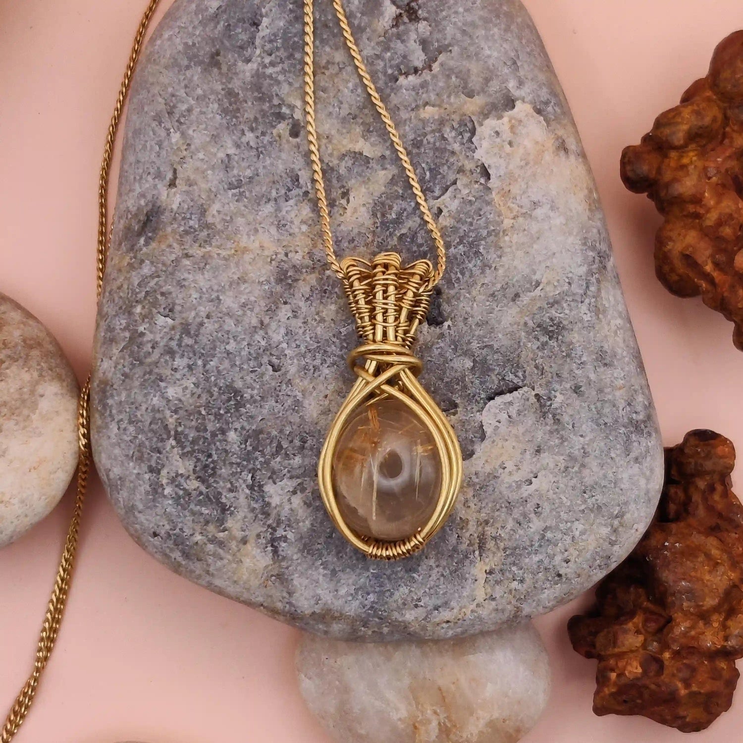 Neeti - Golden Rutilated Quartz Designed By Sanguine Aura Handcrafted Jewellery