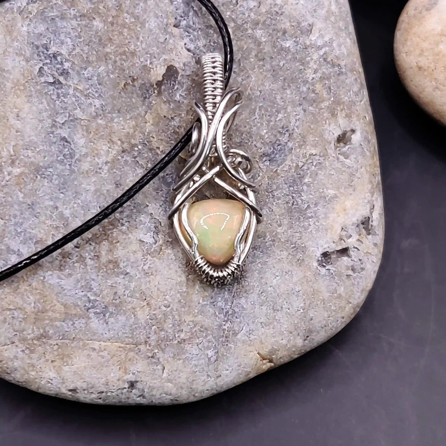 Niral - Ethiopian Opal Necklace Designed By Sanguine Aura Handcrafted Jewellery 