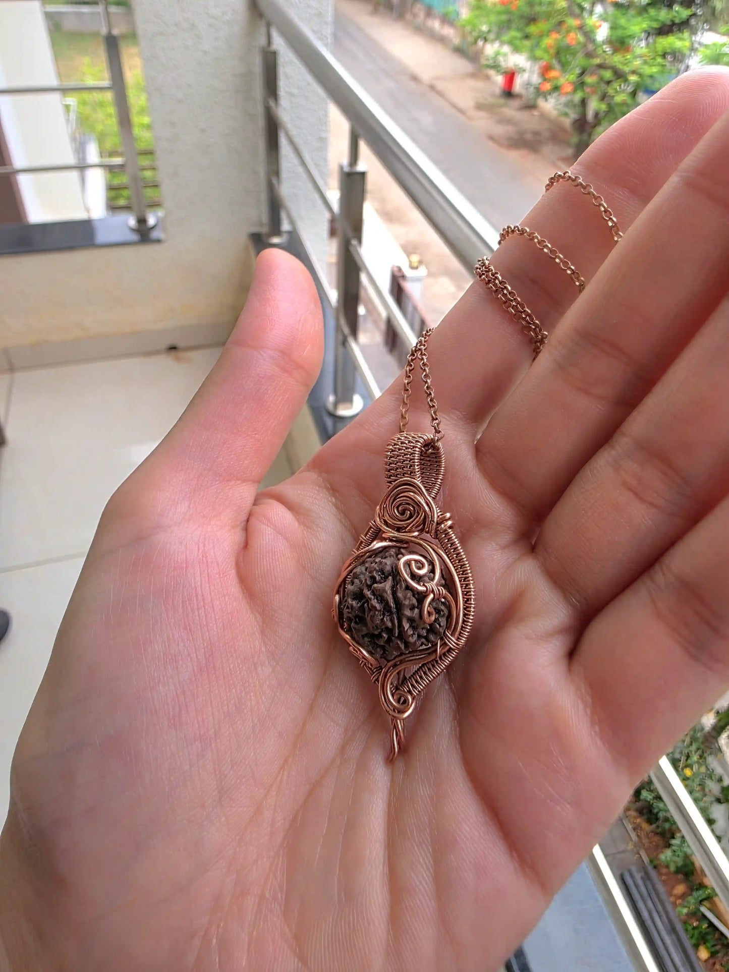 Anagha - Panchamukhi Nepali Rudraksha Copper Necklace