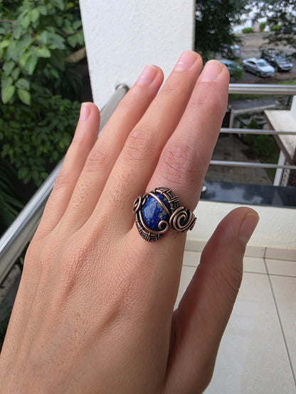 Soham - Lapis Lazuli Copper Ring
