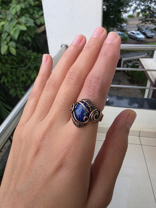 Soham - Lapis Lazuli Copper Ring