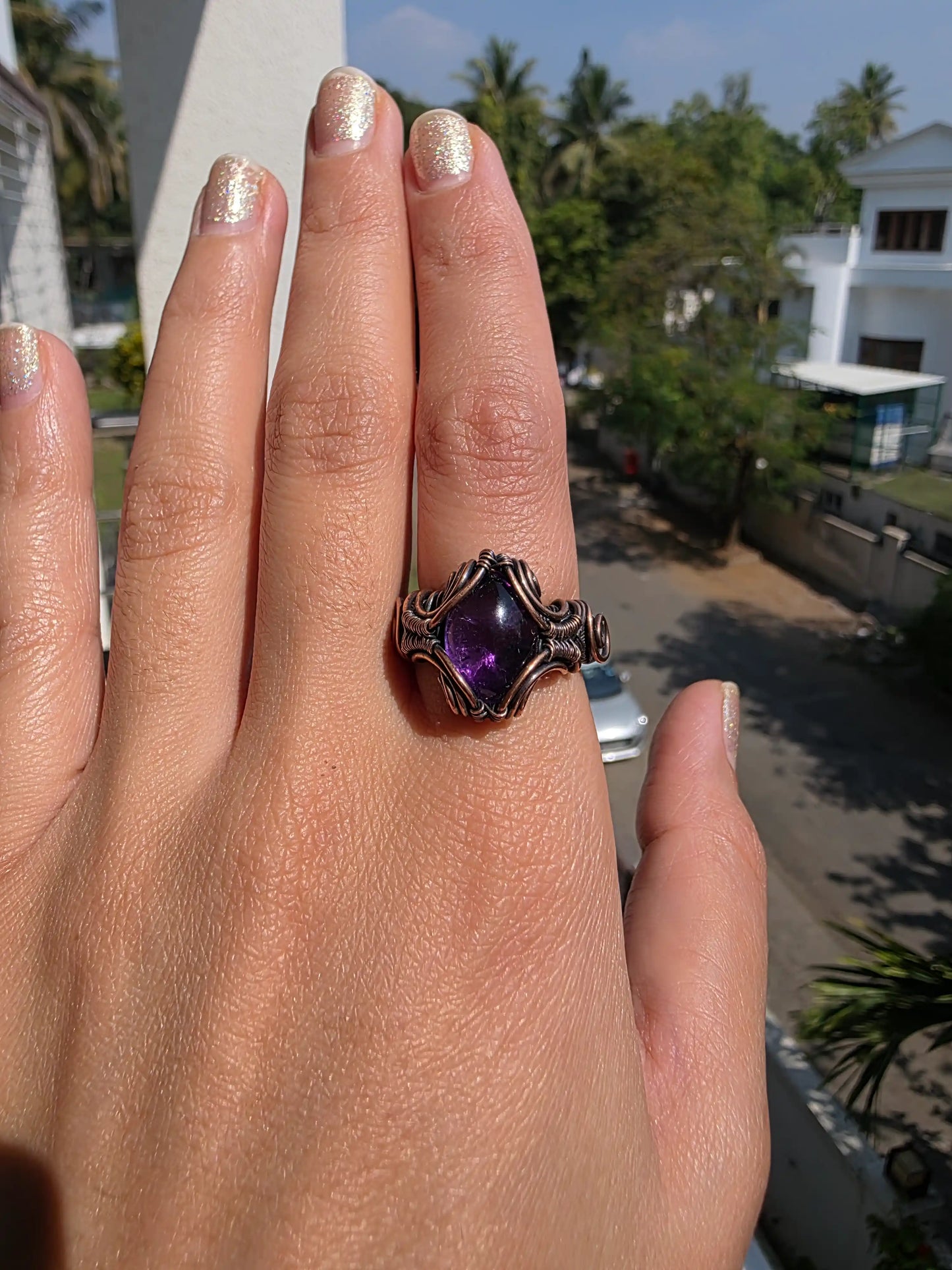 Charlotte 002 - Amethyst Copper Ring