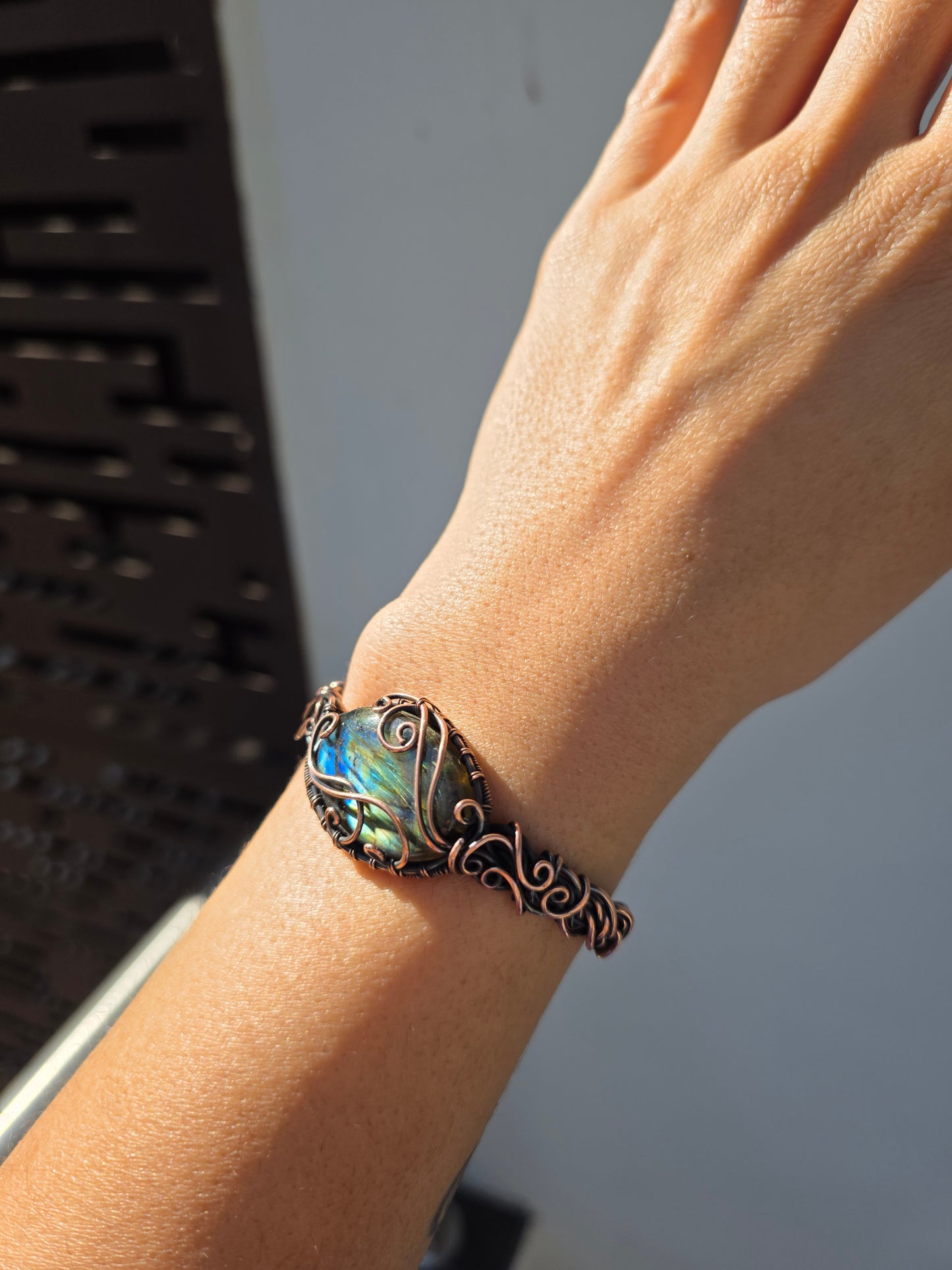 Darsh - Labradorite Copper Cuff Bracelet