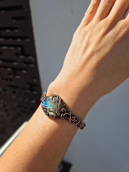 Darsh - Labradorite Copper Cuff Bracelet
