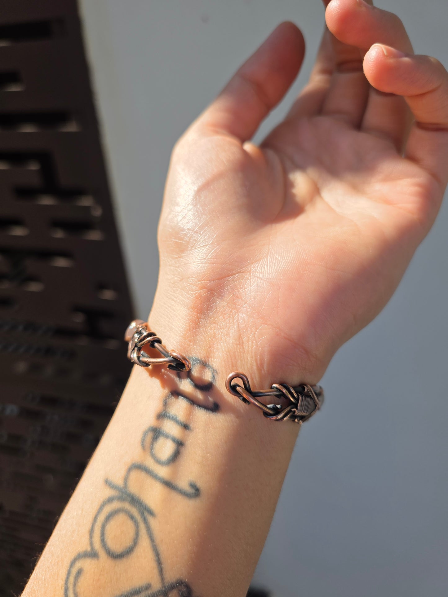 Kashvi - Rose Quartz Copper Cuff Bracelet