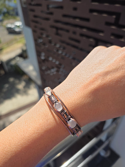 Kashvi - Rose Quartz Copper Cuff Bracelet