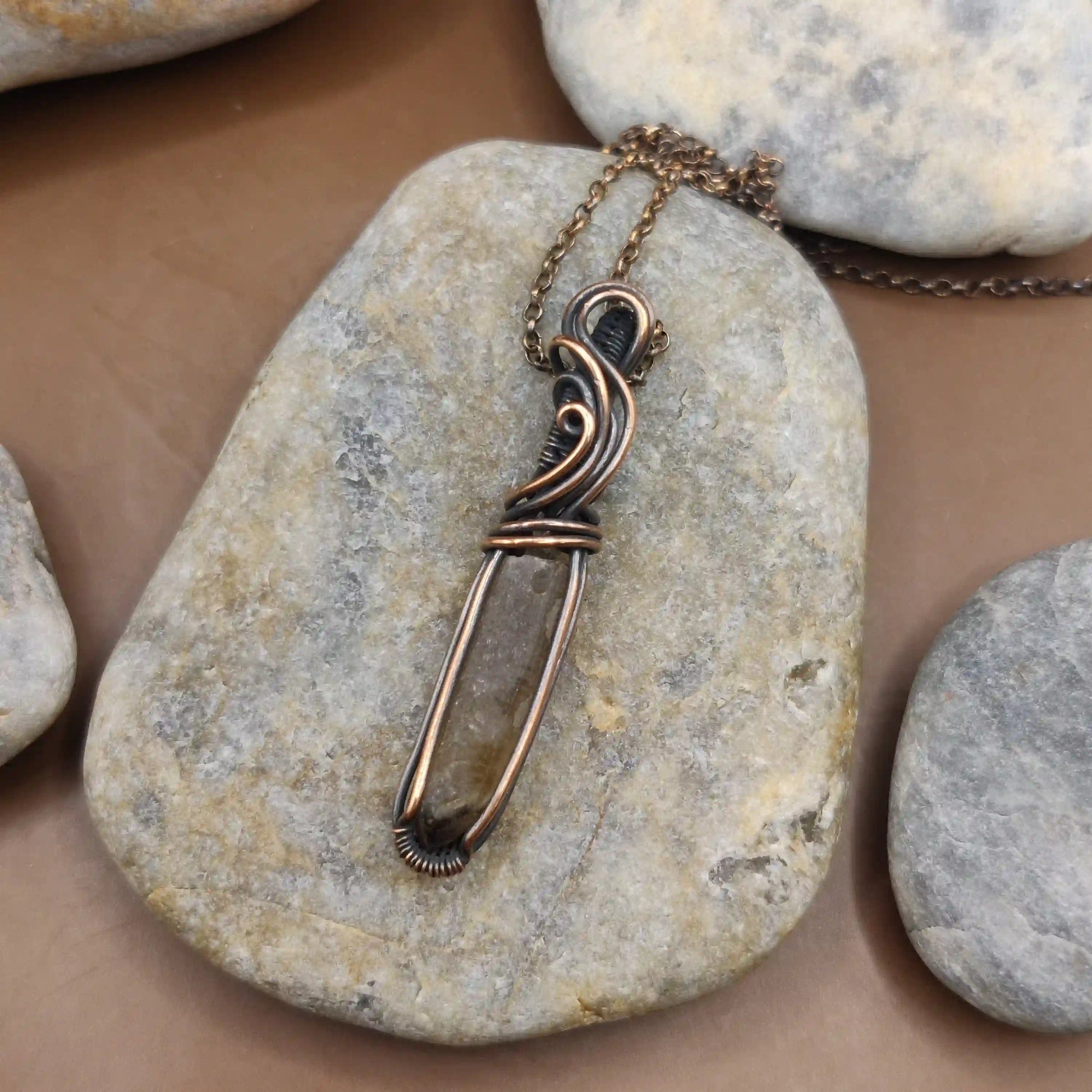 Aadhini - Kundalini Quartz - Citrine Necklace 003 By Sanguine Aura Handcrafted Jewellery. Healing Benefits Of Raw Kundalini Citrine - Abundance, creativity, confidence, balance, energy.