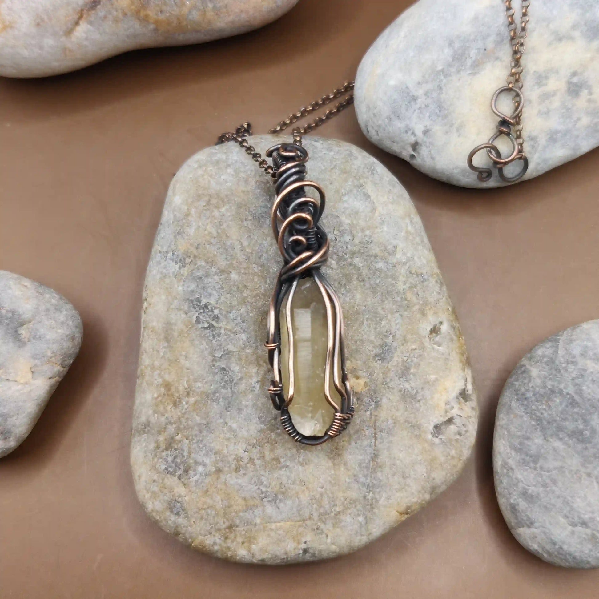 Aadhini - Kundalini Quartz / Citrine Necklace 006 By Sanguine Aura Handcrafted Jewellery.